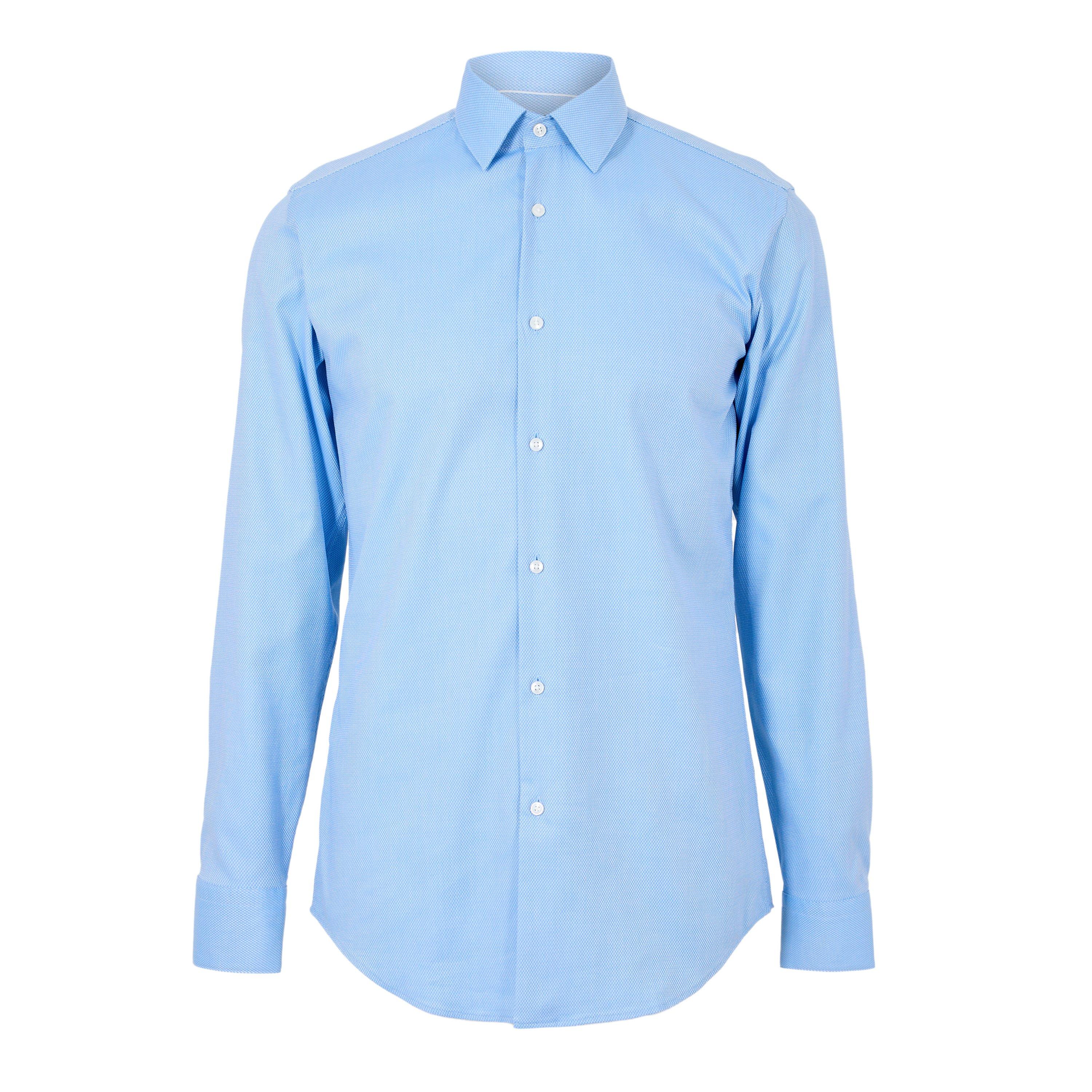 Boss Men's Black Kent Long Sleeve Buttoned Shirt - Light Blue 450 - 16.5 inch
