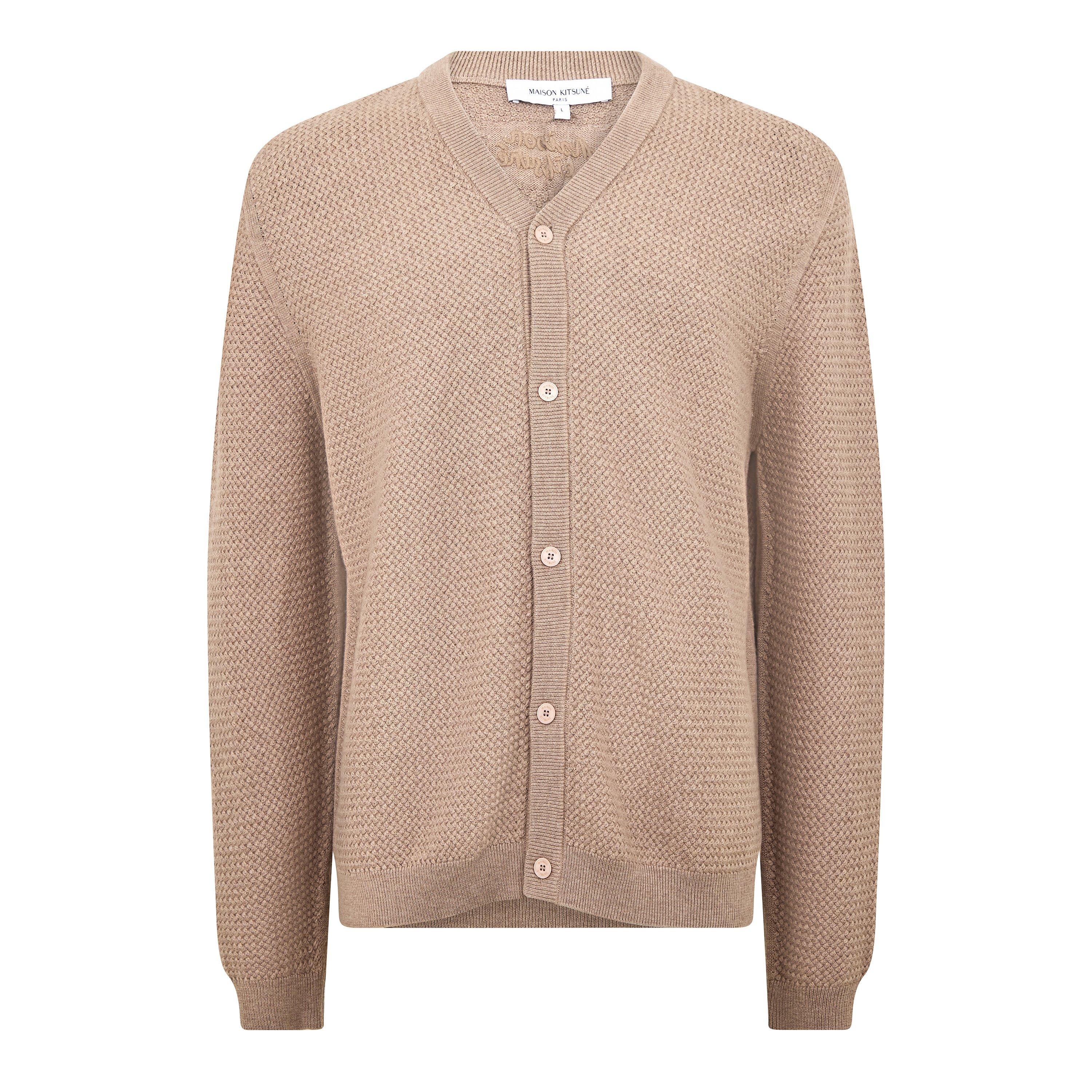 Roasted Almond - Maison Kitsune - Men's Tex Merino Cardigan - 1