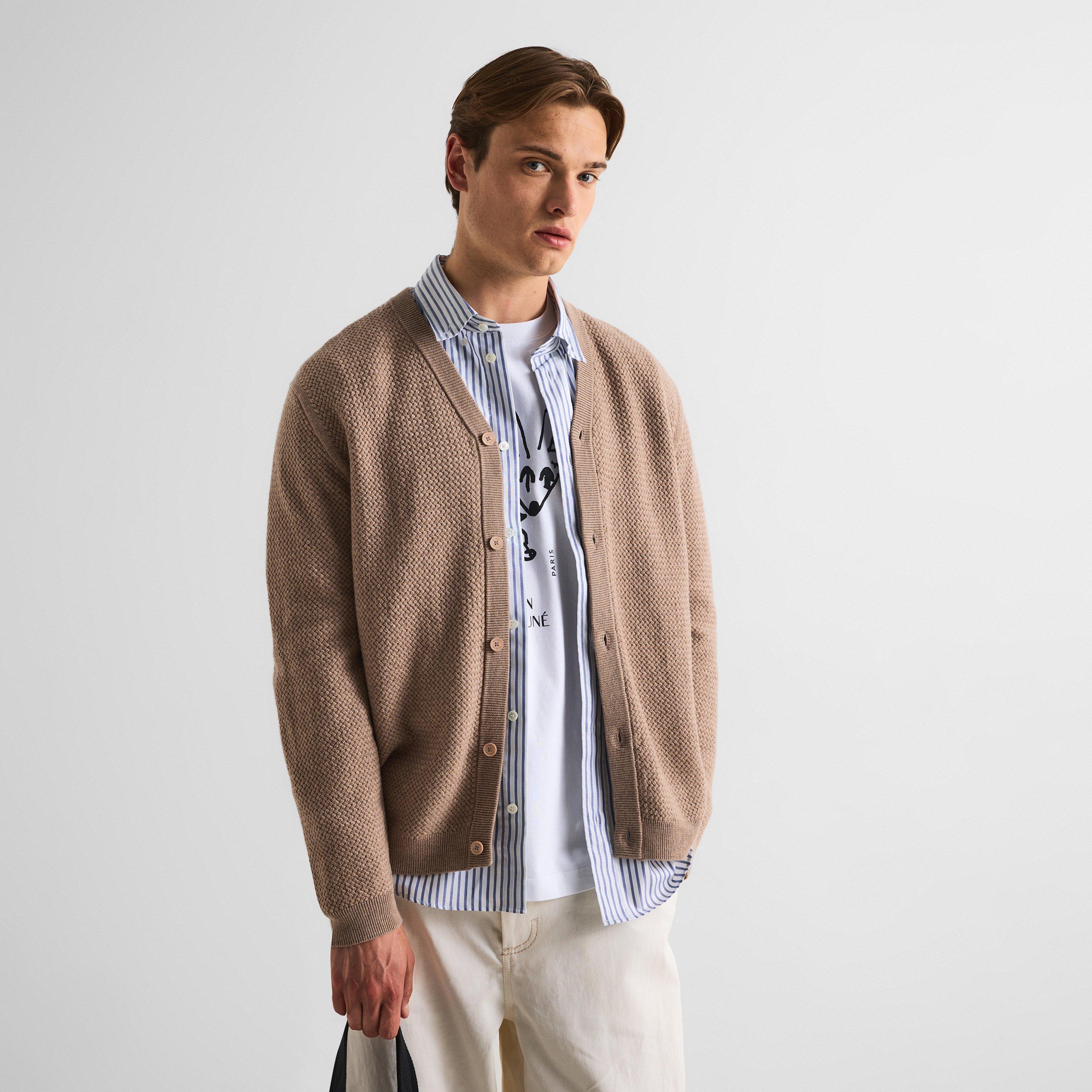 Roasted Almond - Maison Kitsune - Men's Tex Merino Cardigan - 3