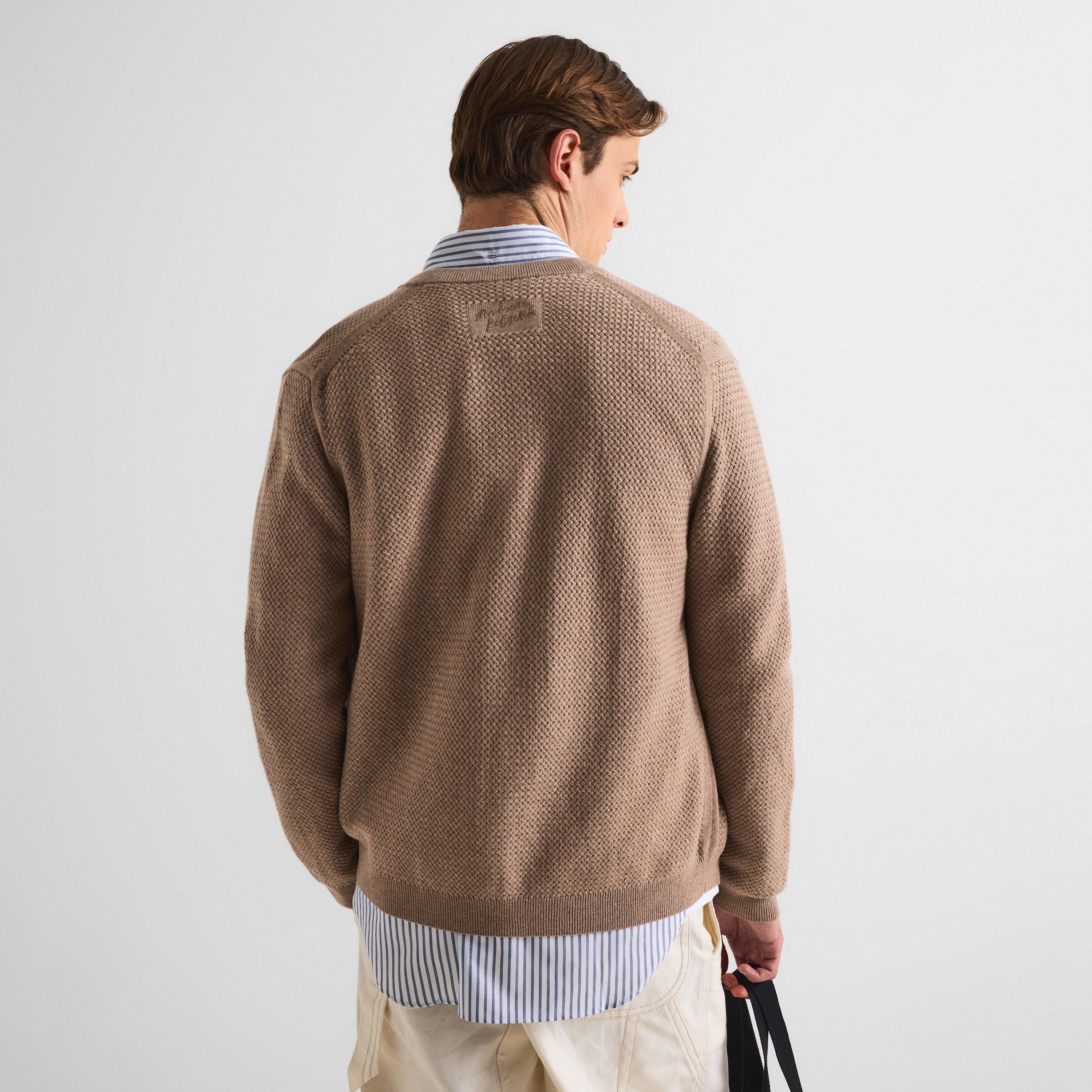 Roasted Almond - Maison Kitsune - Men's Tex Merino Cardigan - 4