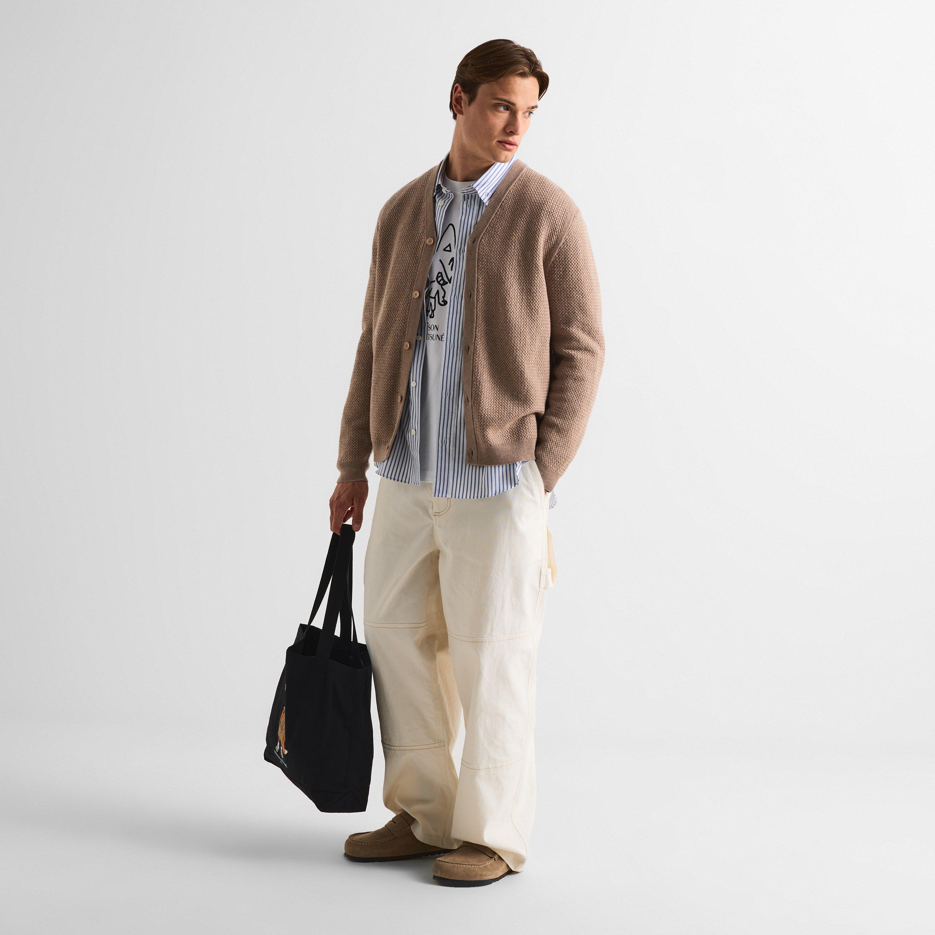 Roasted Almond - Maison Kitsune - Men's Tex Merino Cardigan - 6