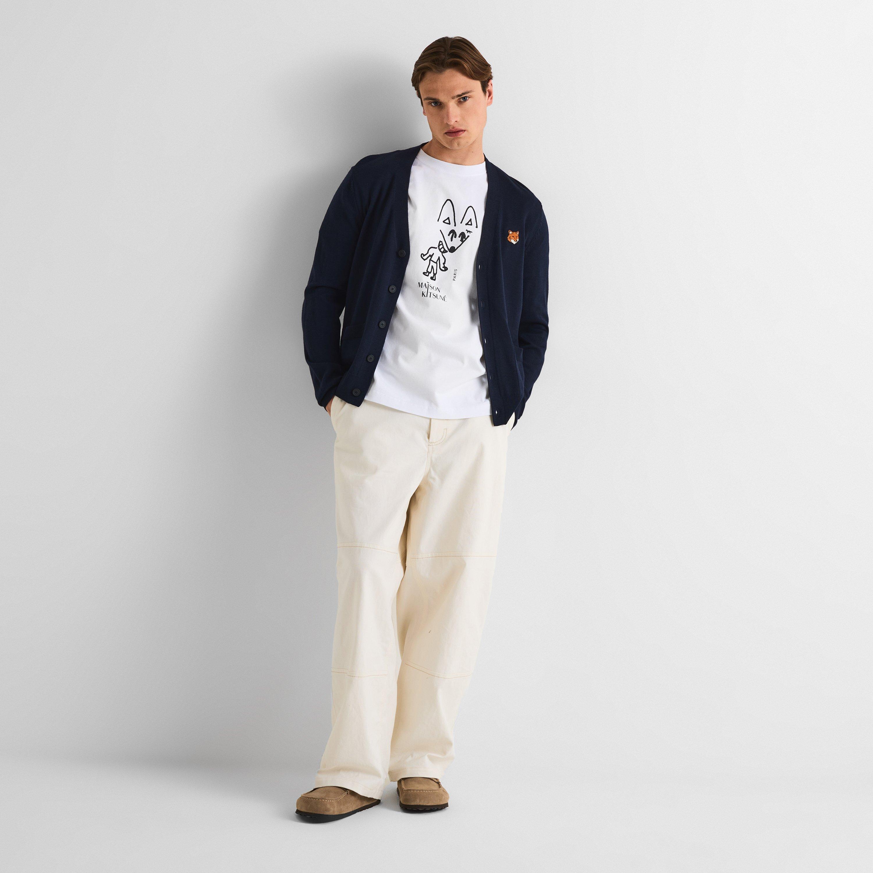 Classic Navy - Maison Kitsune - Men's Fox Hooded Merino Cardigan - 6