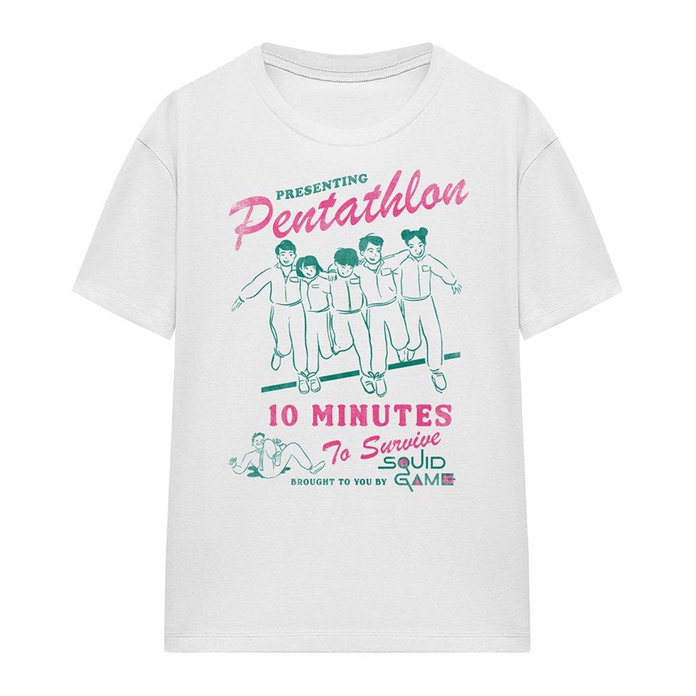 White - Squid Game - Squid Game Pentathlon Race Comic Ladies T Shirt W - 4