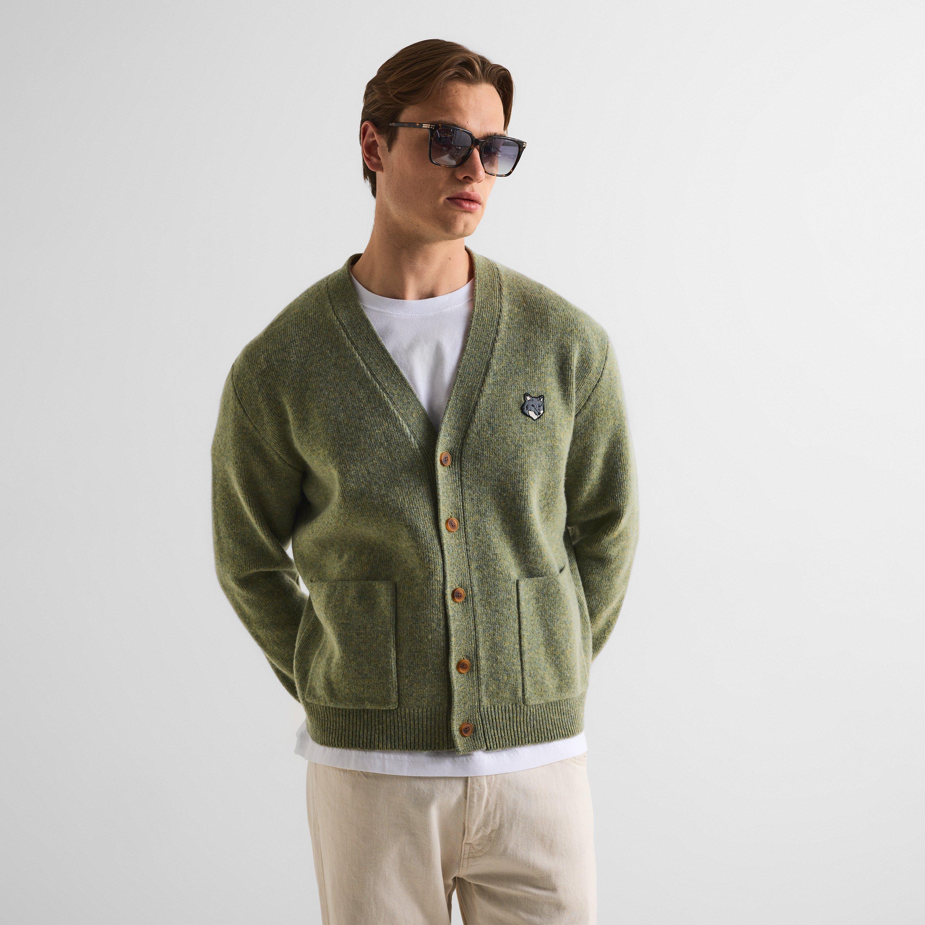Laurel Green - Maison Kitsune - Men's Fox Hood Milano Lamb Cardigan - 3