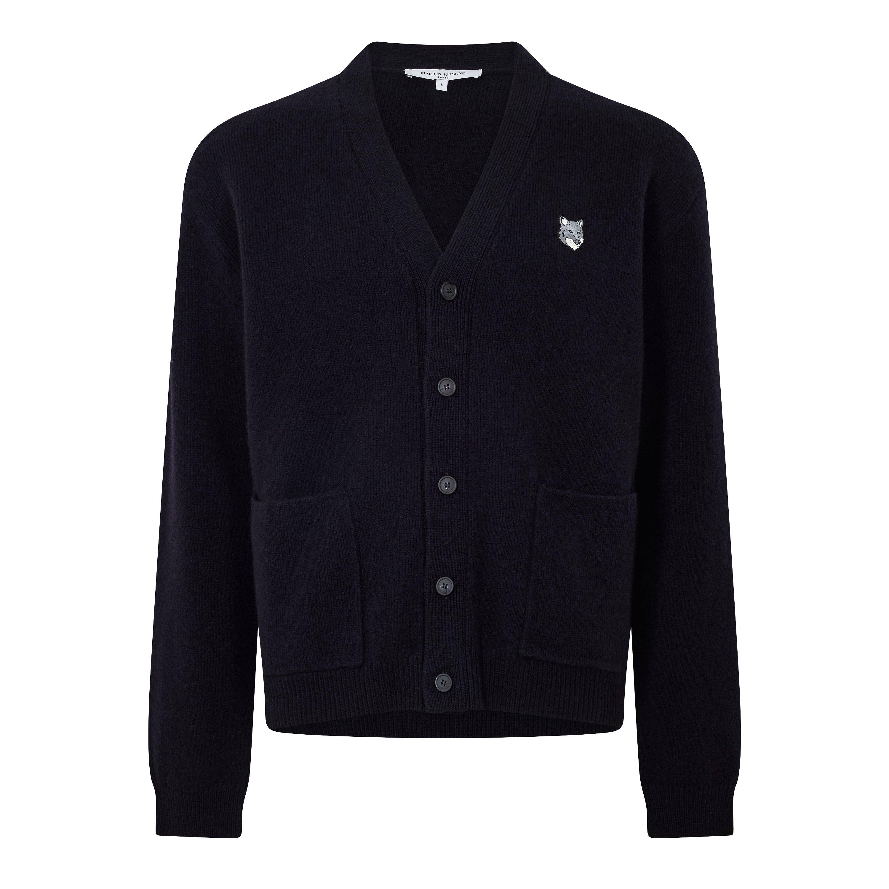Maison Kitsune Men's Fox Hood Milano Lamb Cardigan - Classic Navy - Medium