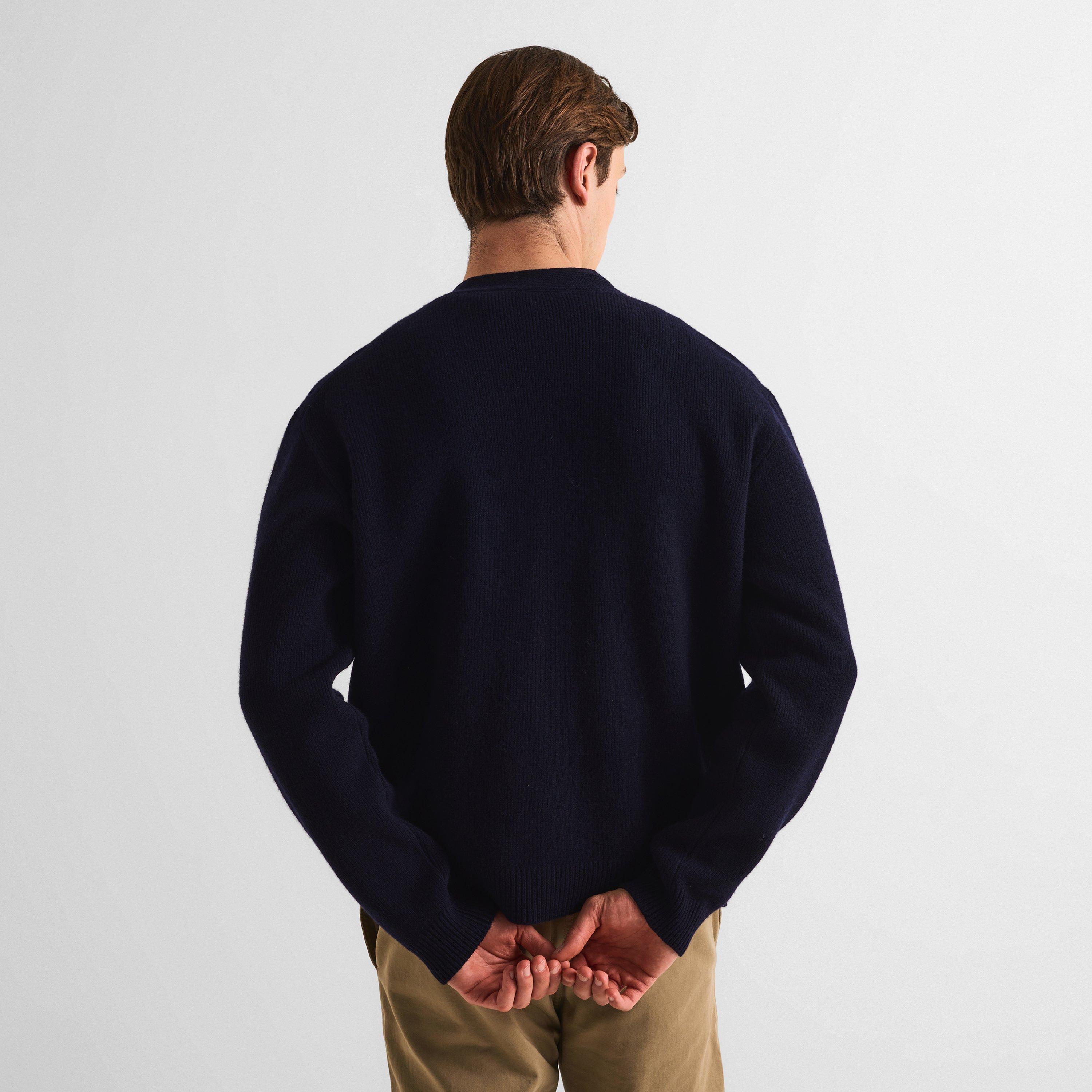 Classic Navy - Maison Kitsune - Men's Fox Hood Milano Lamb Cardigan - 4