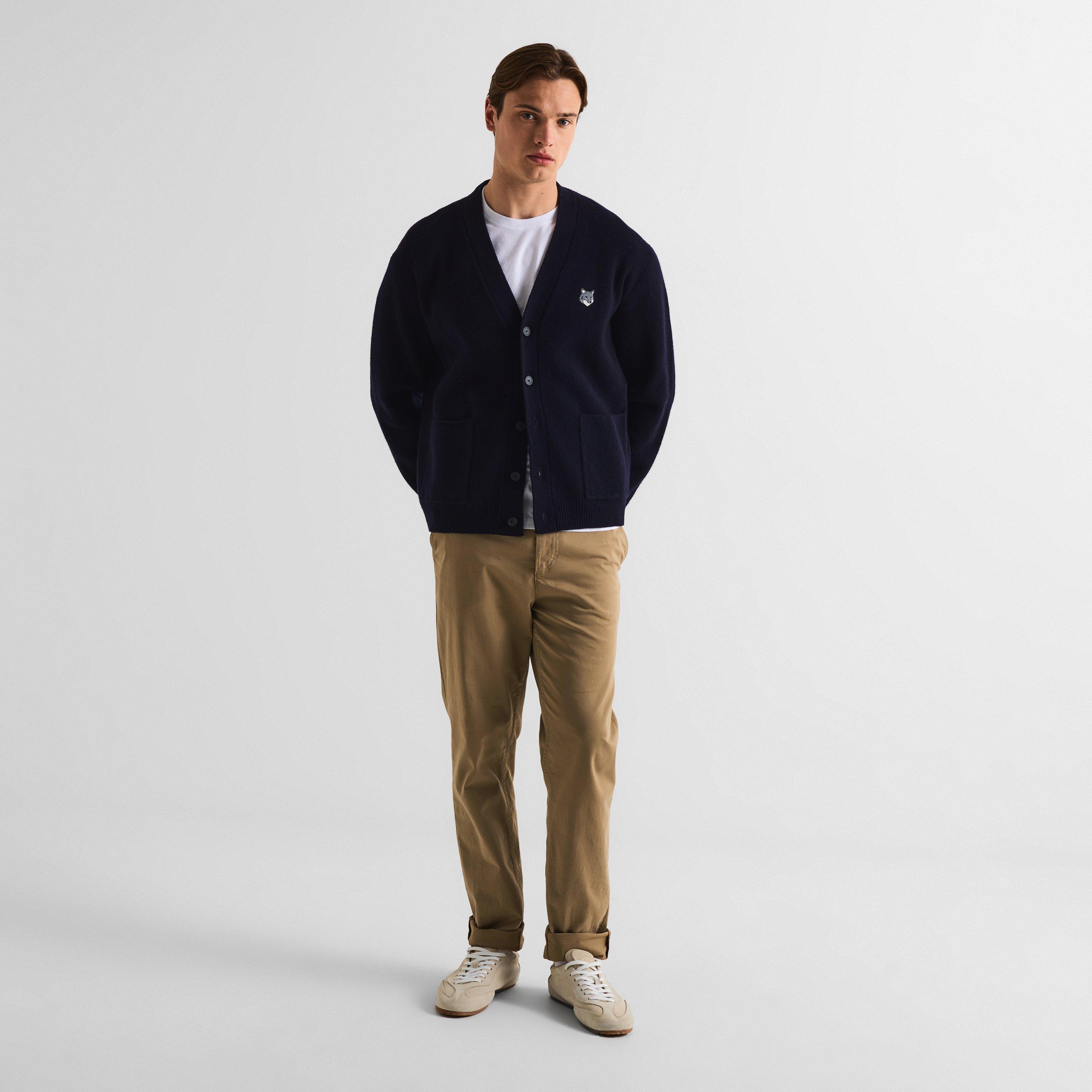 Classic Navy - Maison Kitsune - Men's Fox Hood Milano Lamb Cardigan - 6