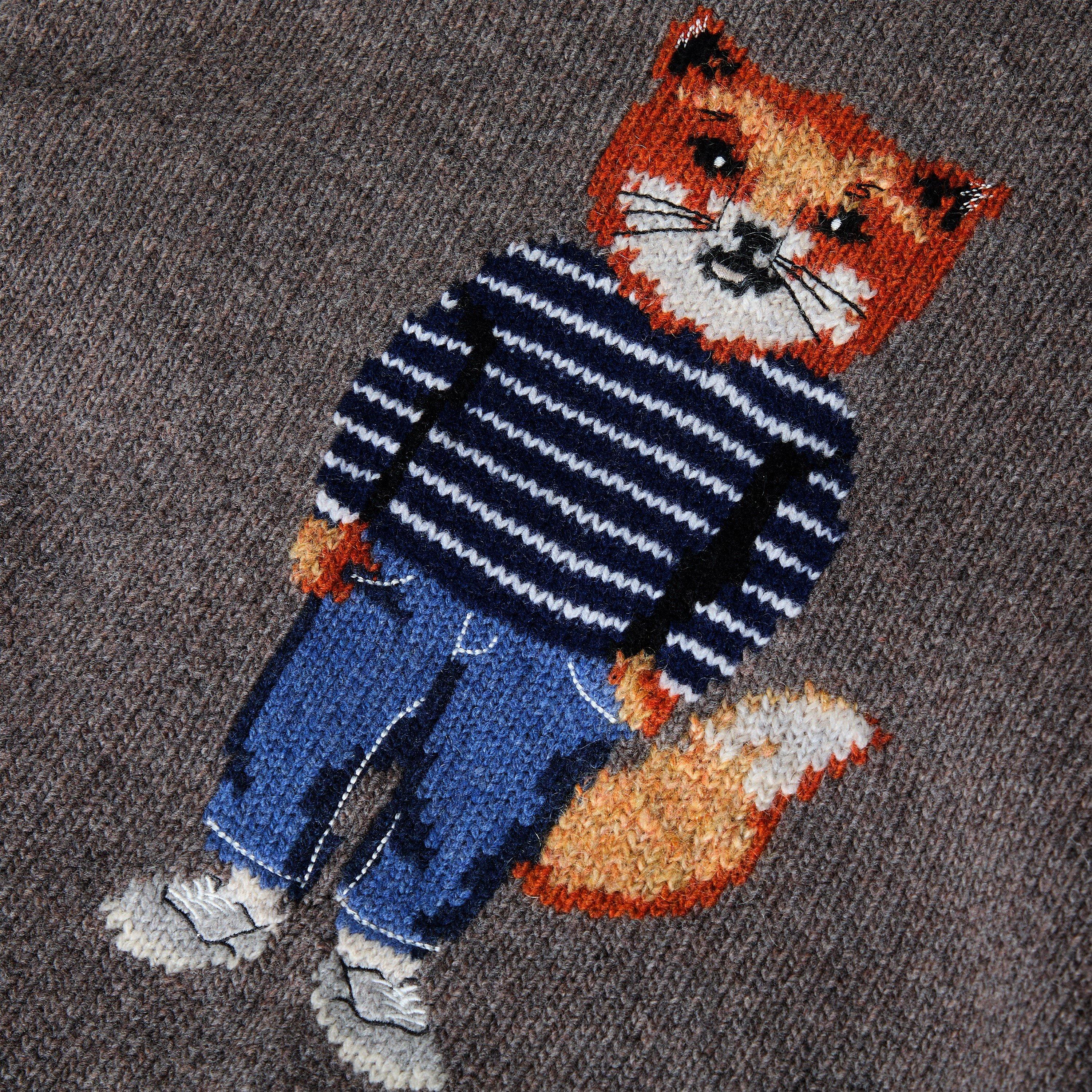 Grey Melange - Maison Kitsune - Men's Dressed Fox Intarsia Wool Crew Neck Jumper - 3