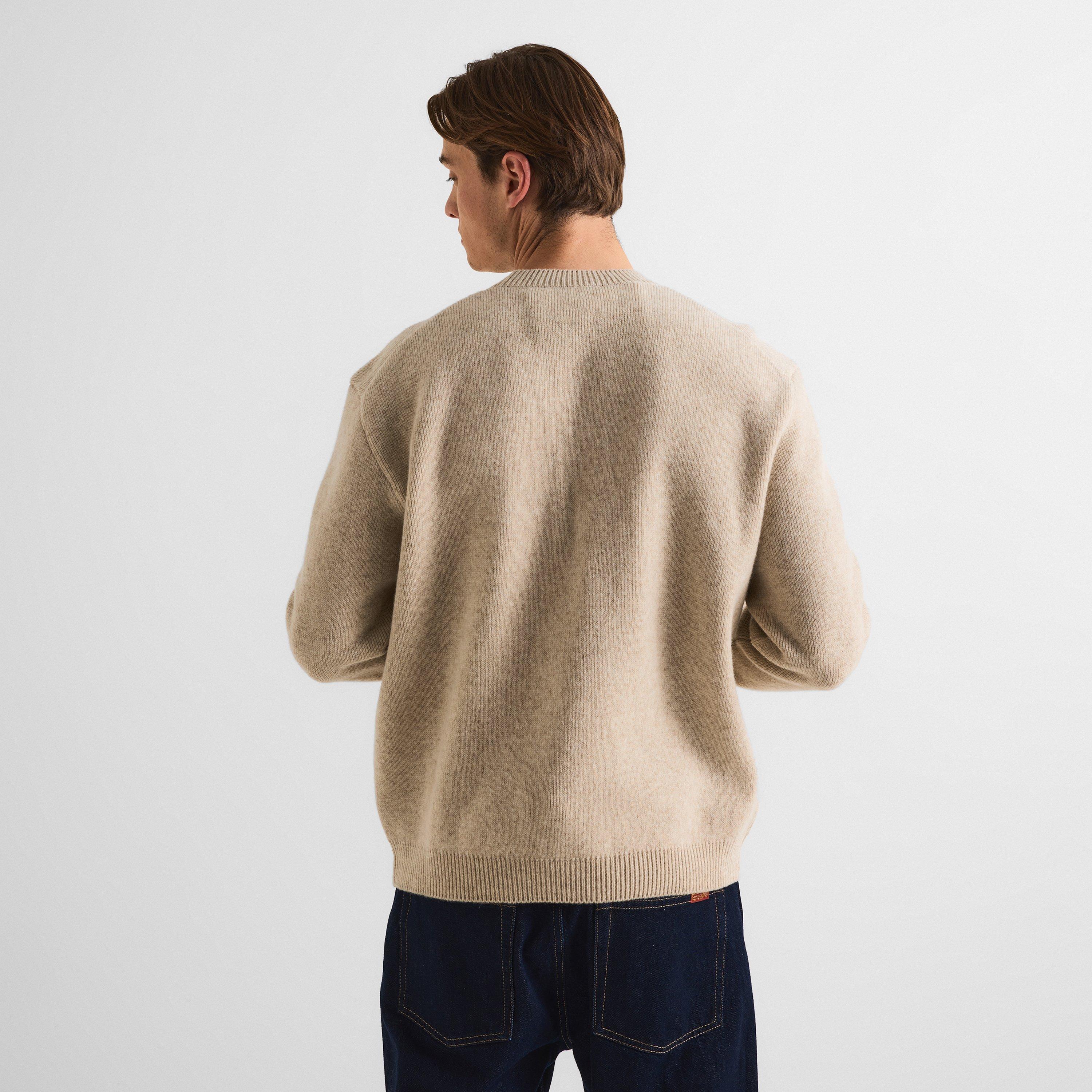 Tan Beige - Maison Kitsune - Men's Fox Hood Milano Lamb Crew Neck Jumper - 4