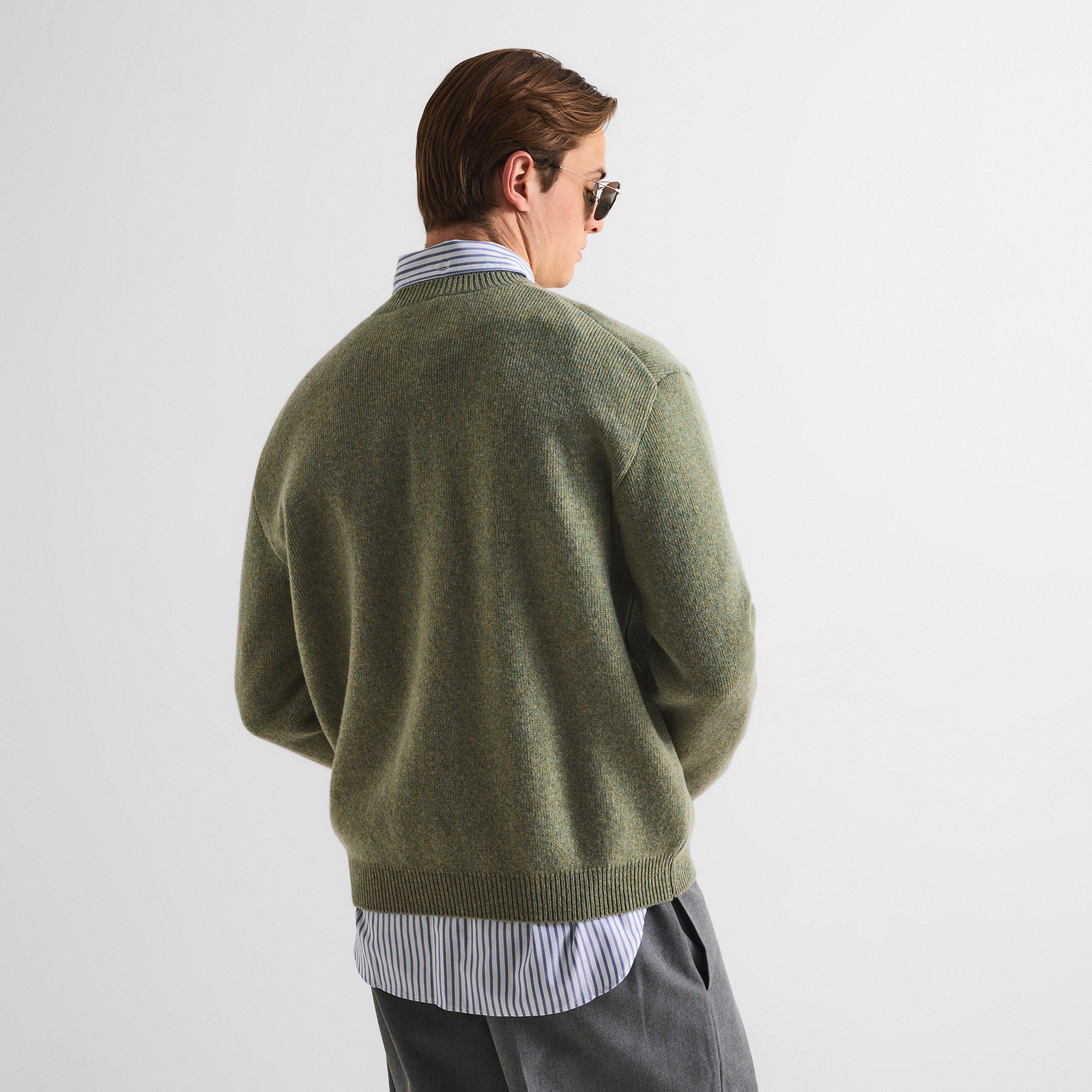 Laurel Green - Maison Kitsune - Men's Fox Hood Milano Lamb Crew Neck Jumper - 4