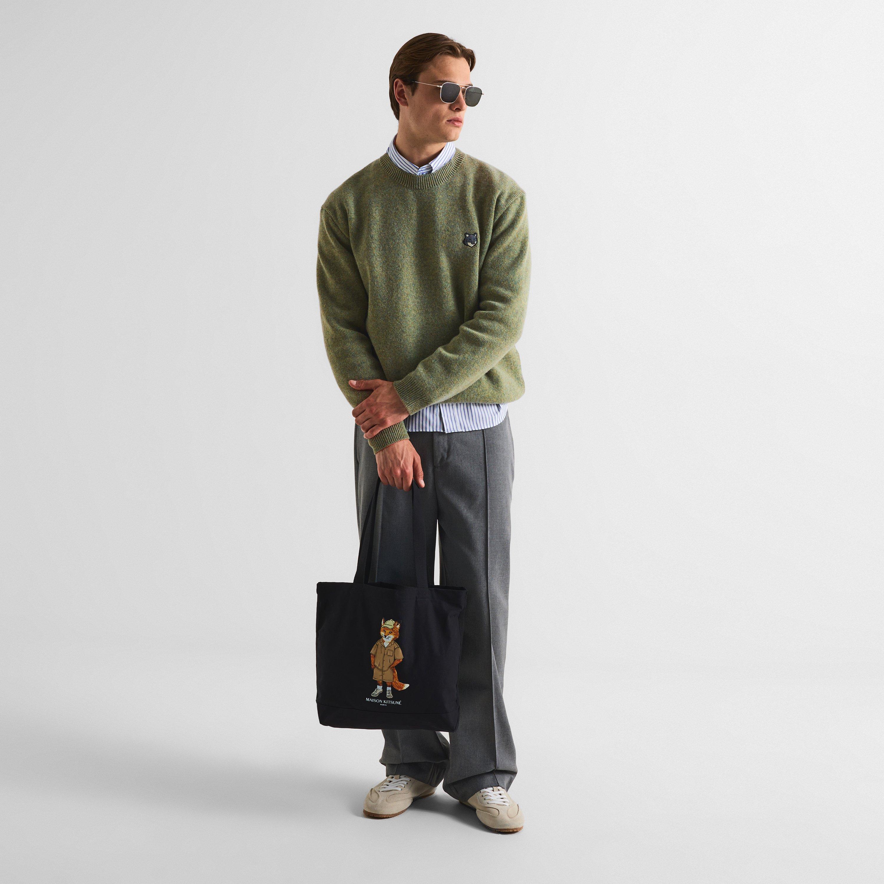 Laurel Green - Maison Kitsune - Men's Fox Hood Milano Lamb Crew Neck Jumper - 6
