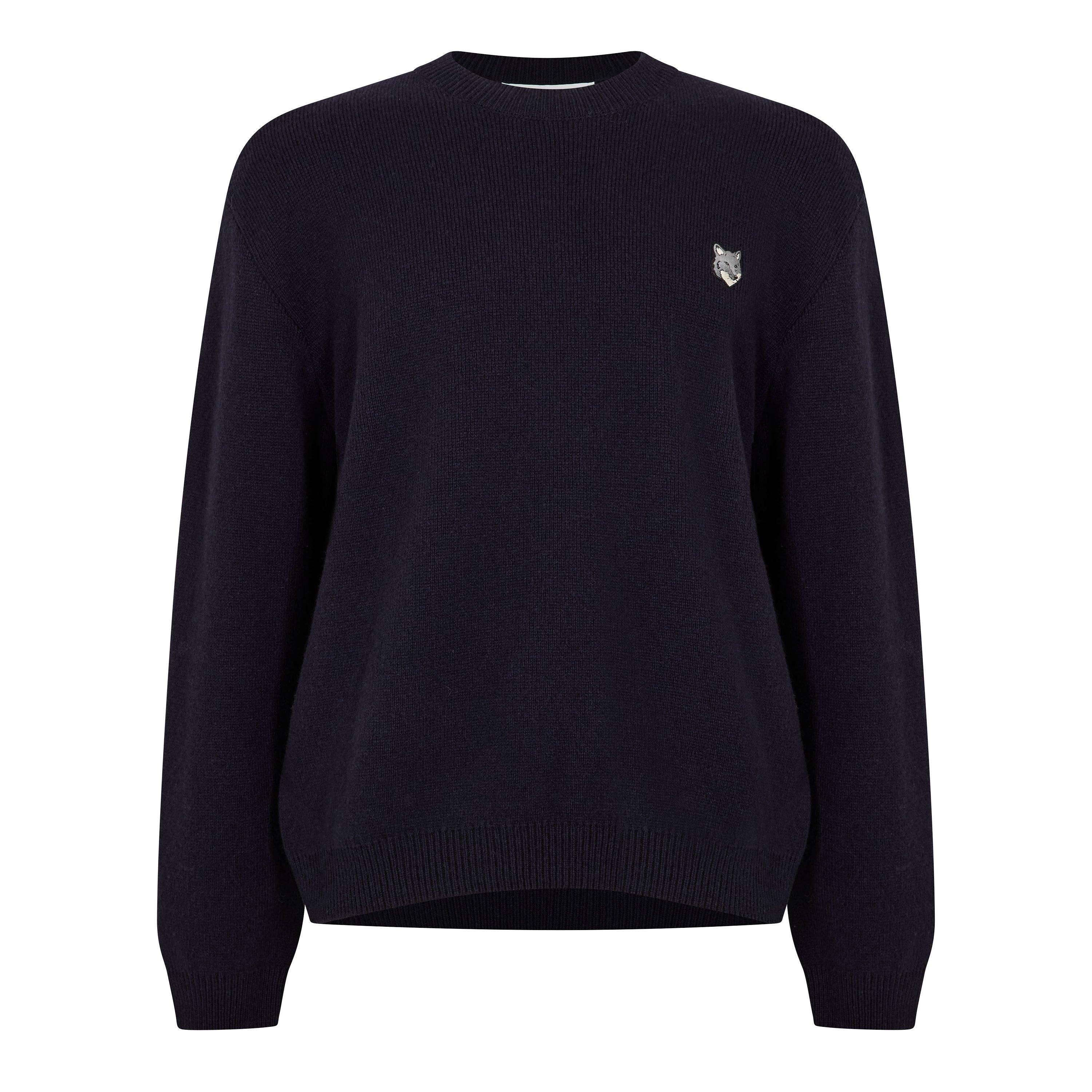 Classic Navy - Maison Kitsune - Men's Fox Hood Milano Lamb Crew Neck Jumper - 1