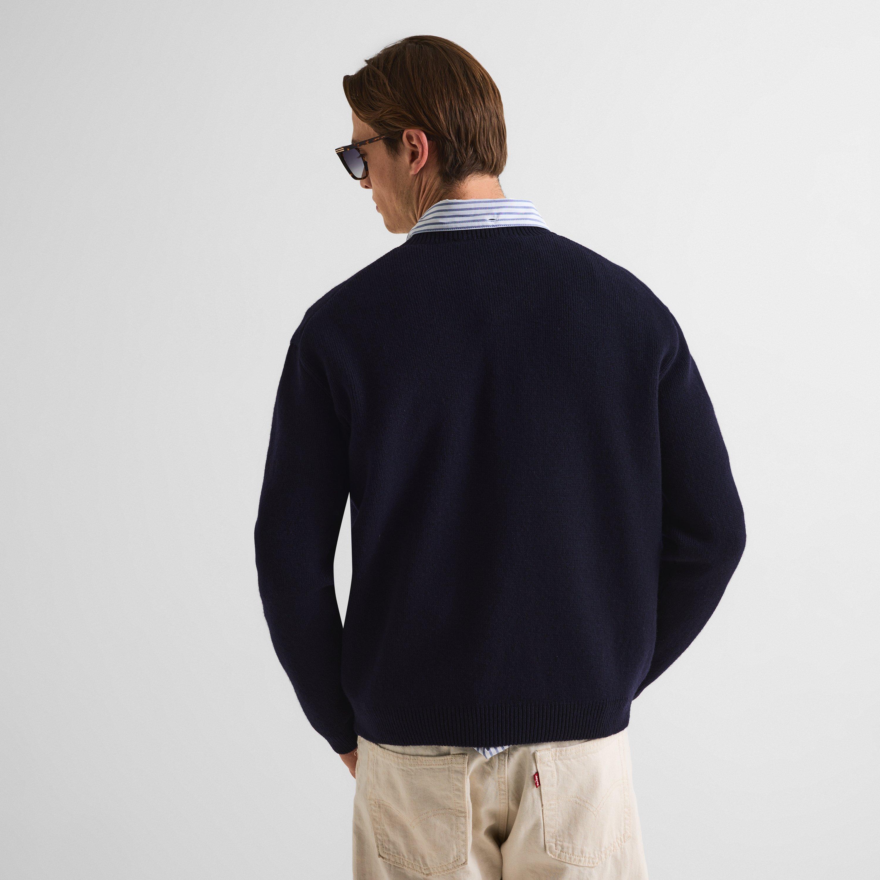 Classic Navy - Maison Kitsune - Men's Fox Hood Milano Lamb Crew Neck Jumper - 4
