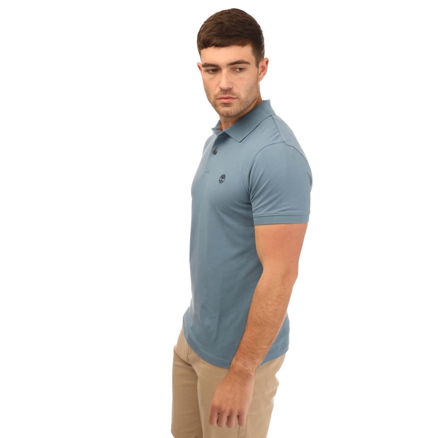 Blue - Timberland - Millers River Short Sleeve Polo - 3