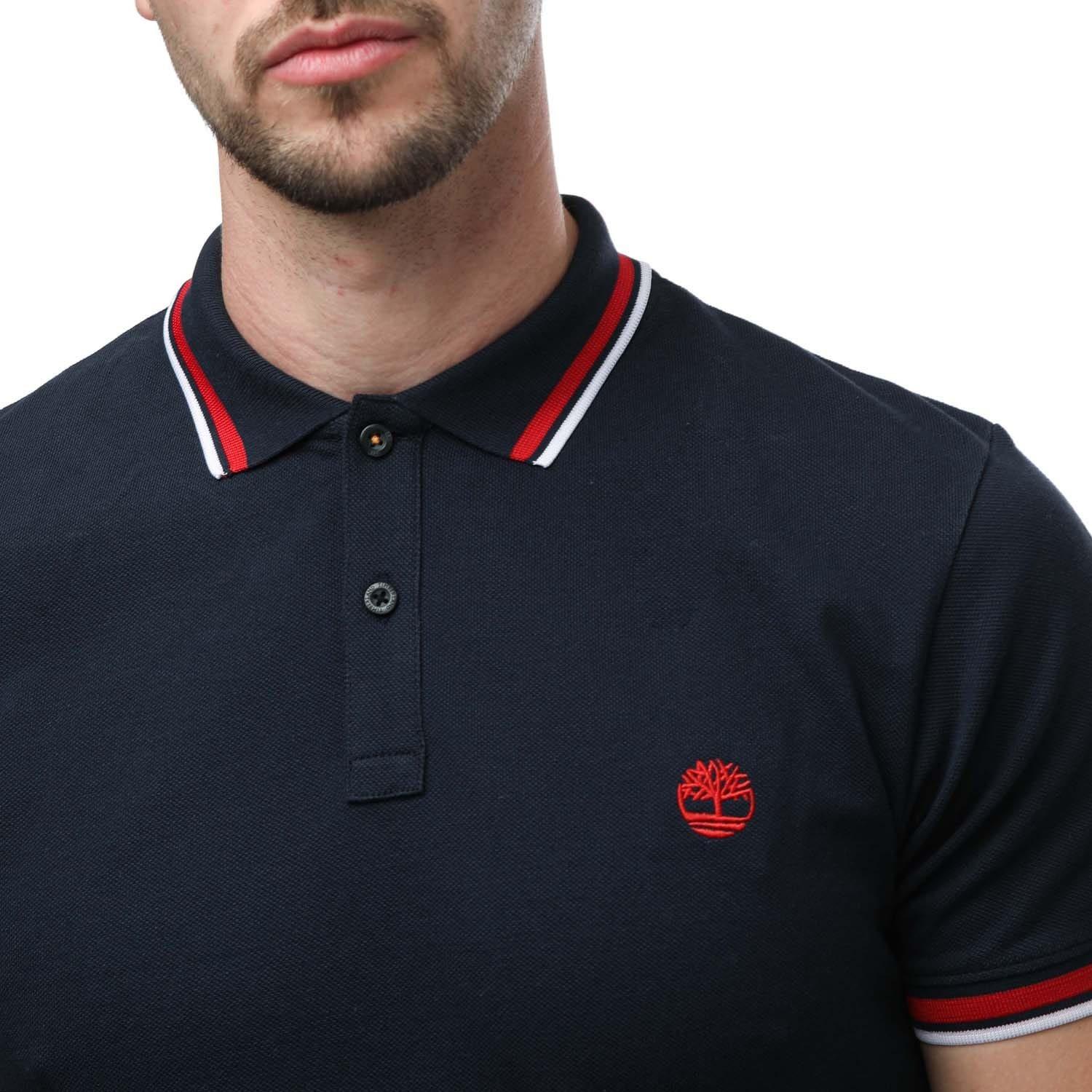Navy - Timberland - Tipped Short Sleeve Polo - 3