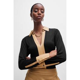 Boss Elanty Ribbed Long-Sleeve Blouse
