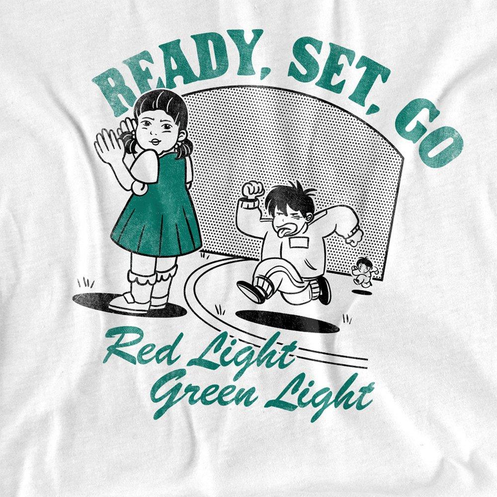 White - Squid Game - Squid Game Red Light Green Light Fakeaway Ladies T - 2