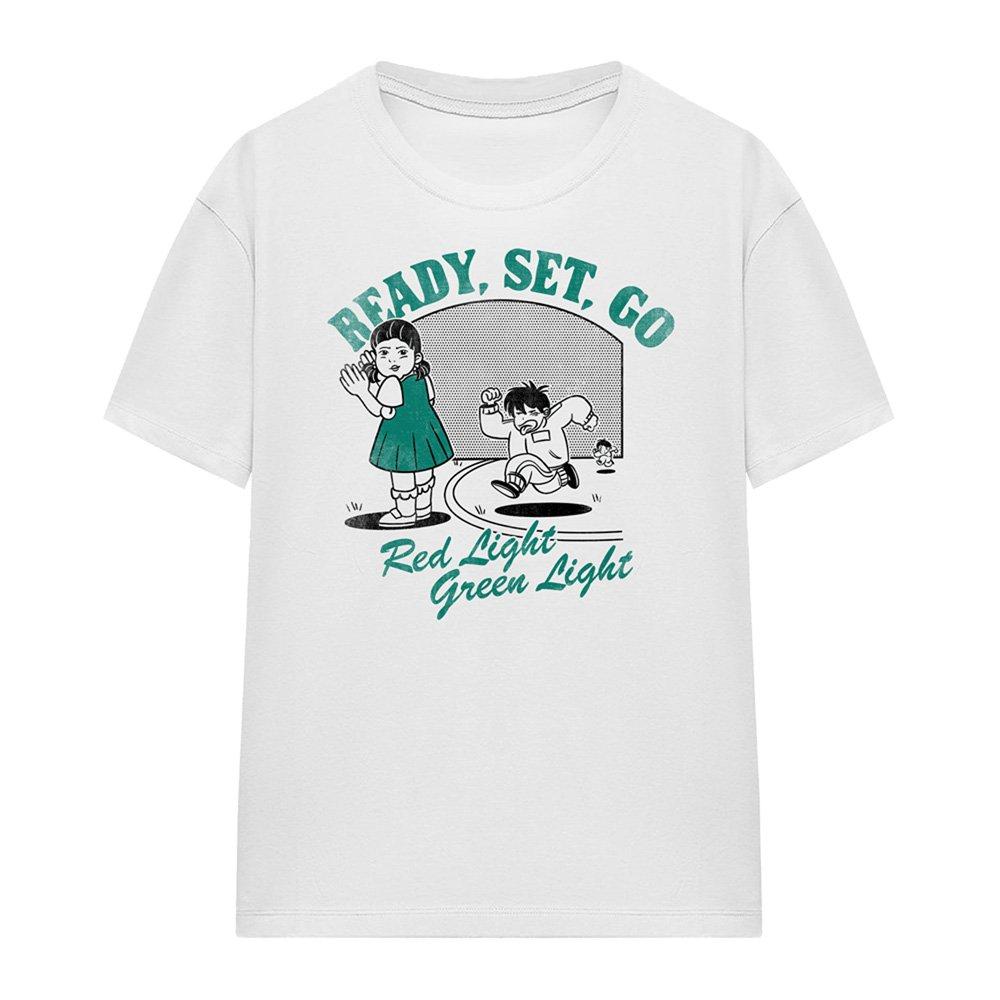White - Squid Game - Squid Game Red Light Green Light Fakeaway Ladies T - 4