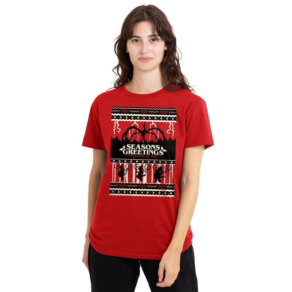 Red - Stranger Things - Stranger Things Fair Isle Christmas Ladies T Shirt - 1