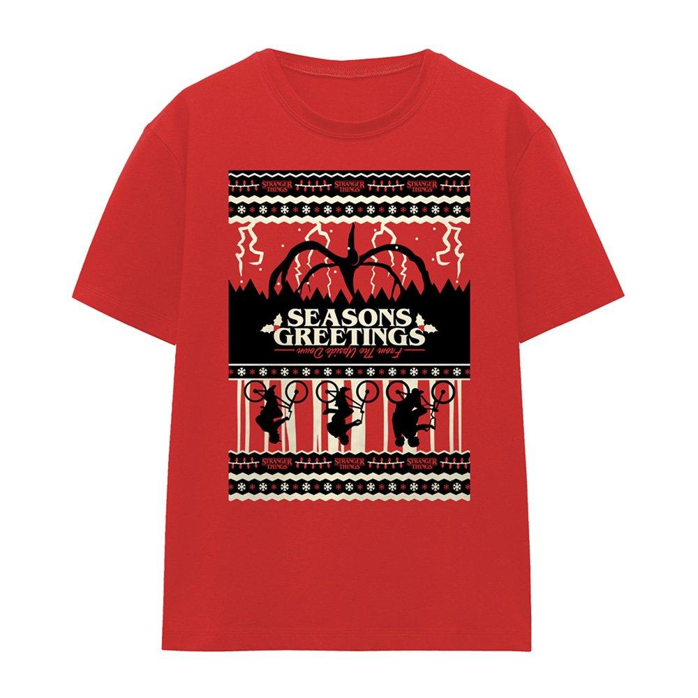 Red - Stranger Things - Stranger Things Fair Isle Christmas Ladies T Shirt - 4