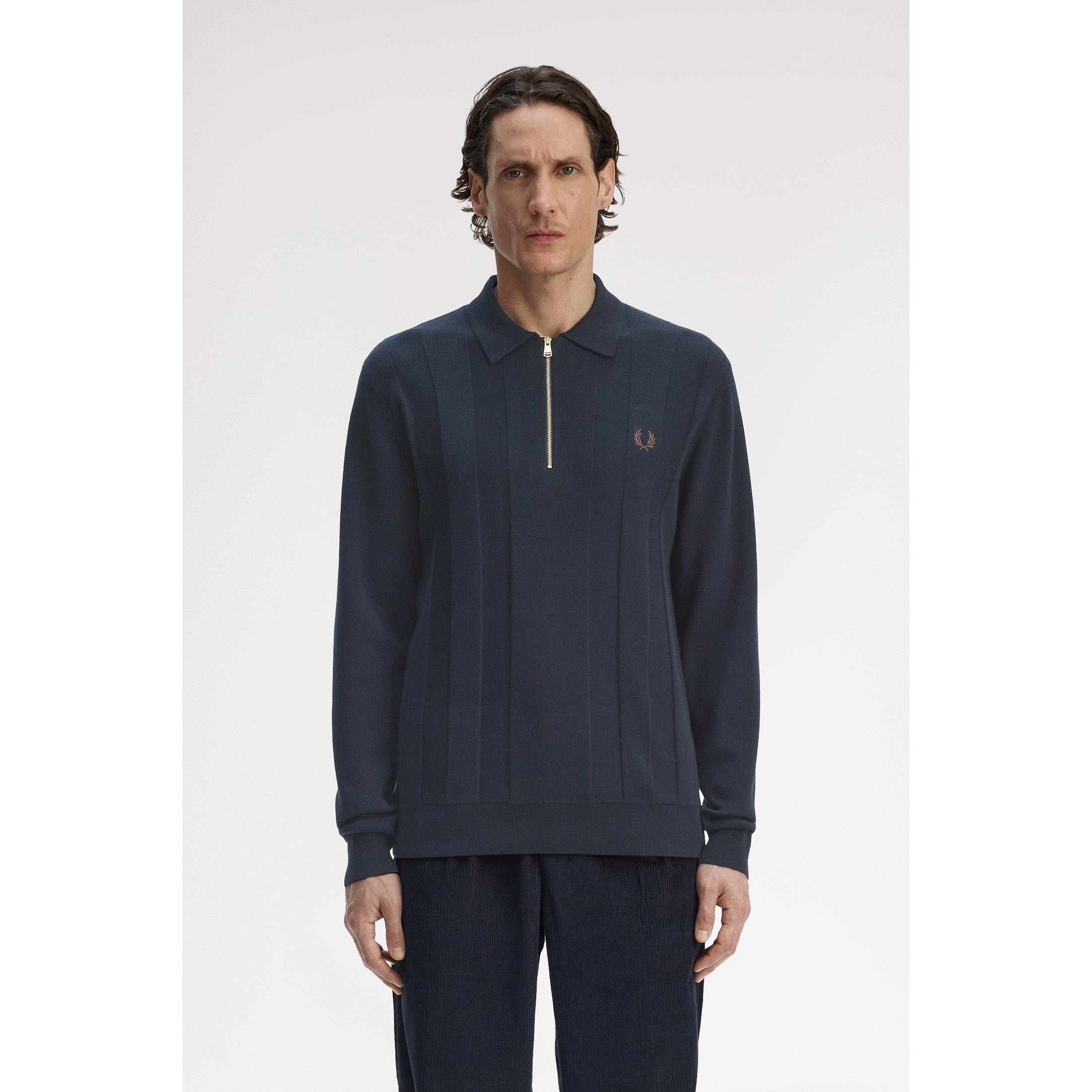 Navy 608 - Fred Perry - Fred LSKnit Zip Polo Sn61 - 3