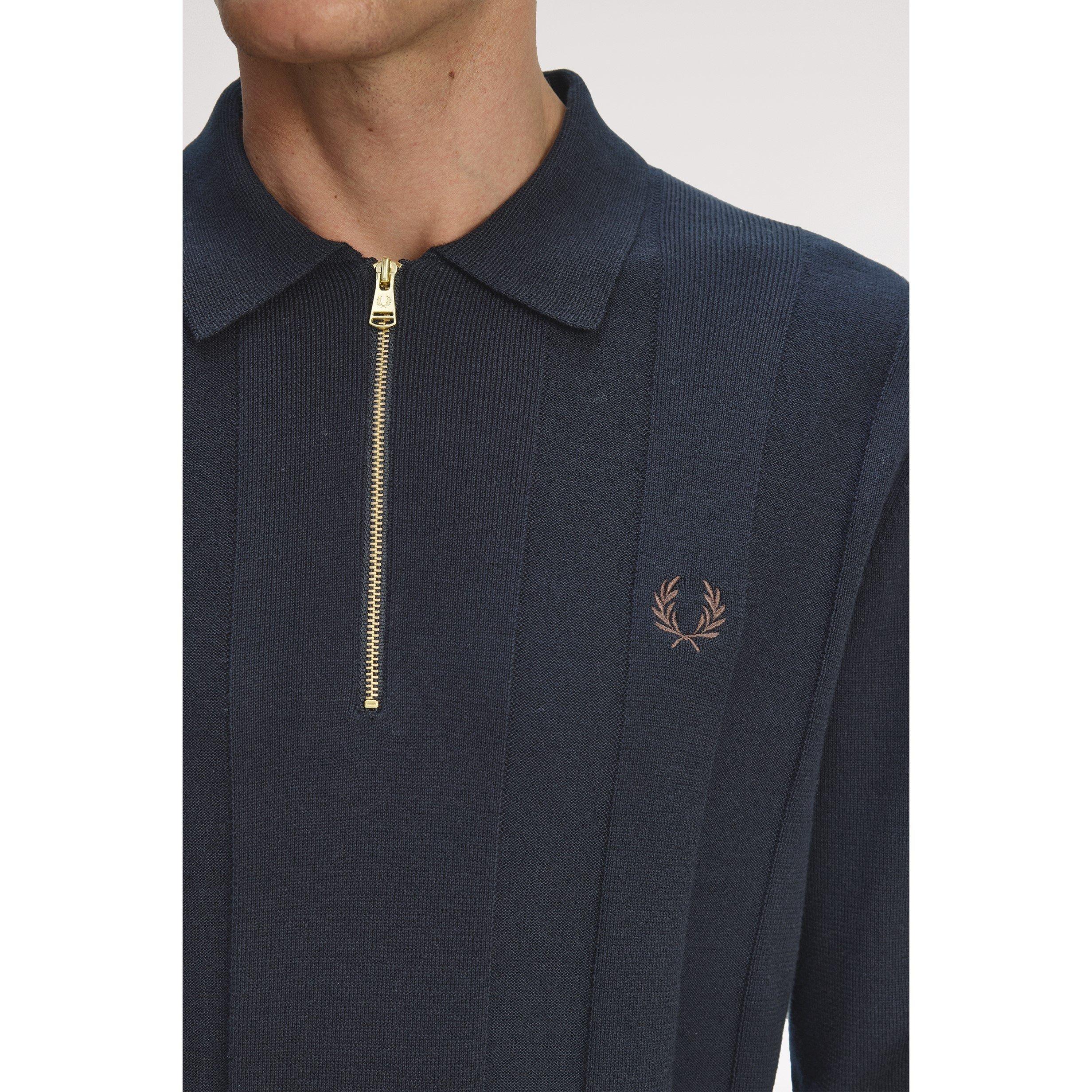 Navy 608 - Fred Perry - Fred LSKnit Zip Polo Sn61 - 5