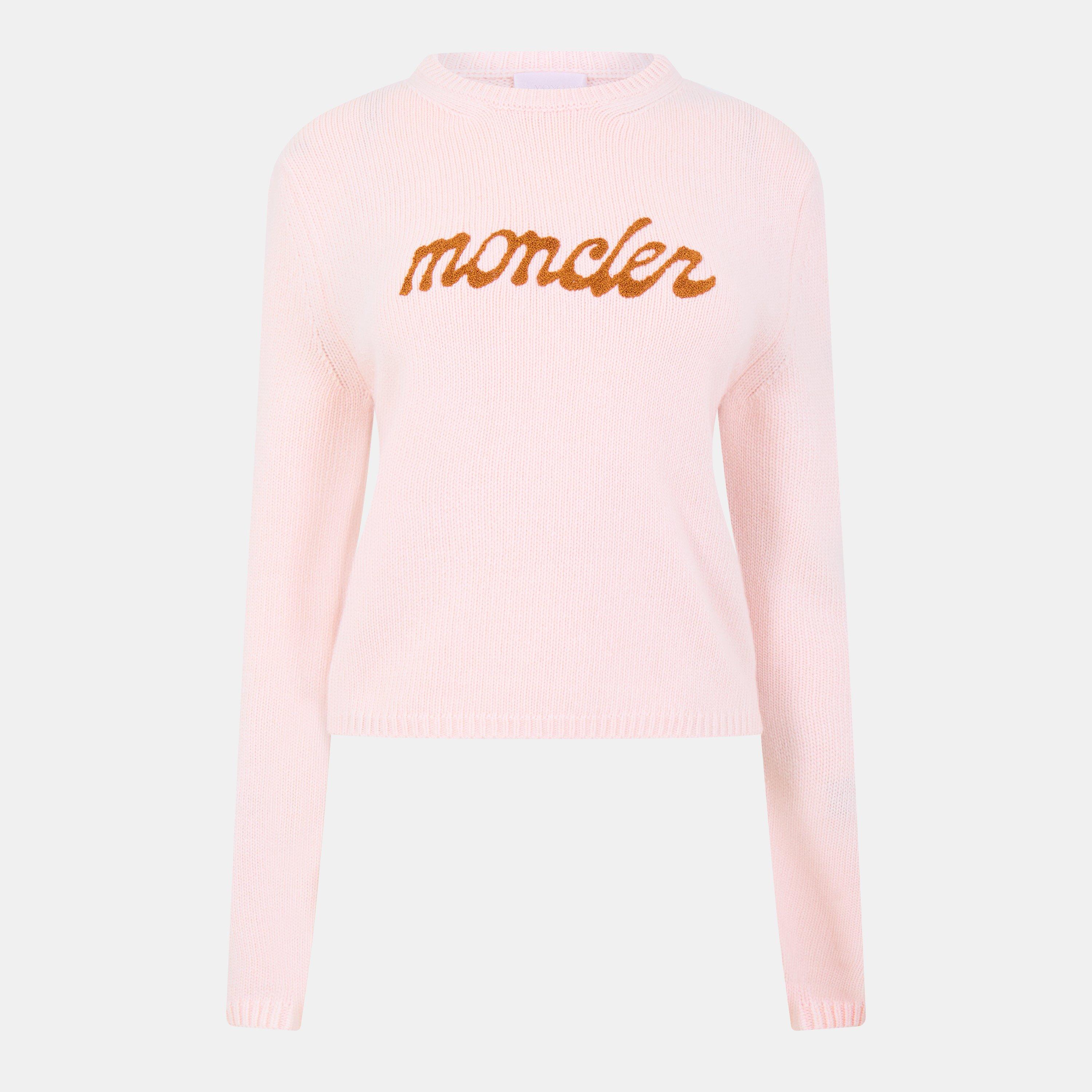 モンクレール MAGLIONE TRICOT GIROCOLLO ロゴ 刺繍 ニット 90505 52 9489X レディース ピンク MONCLER 【中古】 【アパレル・小物】 Moncler Women's Crew Neck Knitted Jumper | Cruise Fashion