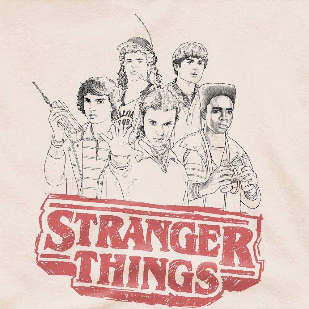 Beige - Stranger Things - Stranger Things Sketch Group Logo T-Shirt Natural - 2