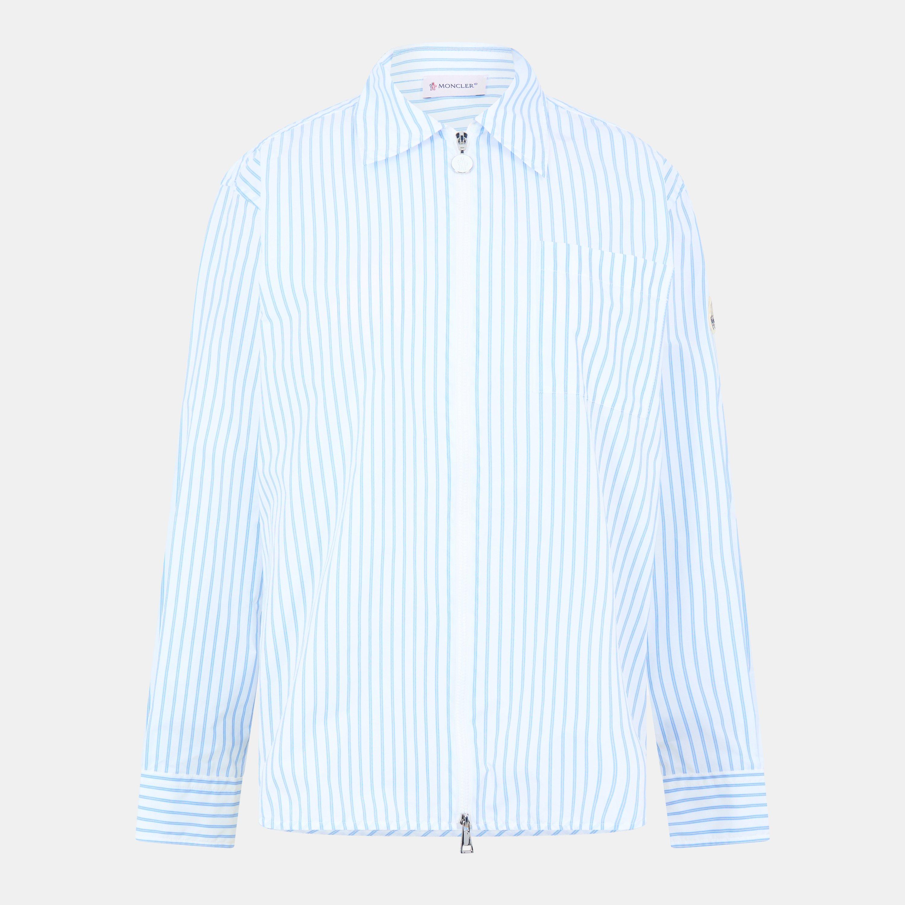Blue/White F00 - Moncler - Women's Striped Long Sleeve Tailored Fit Shirt - 1