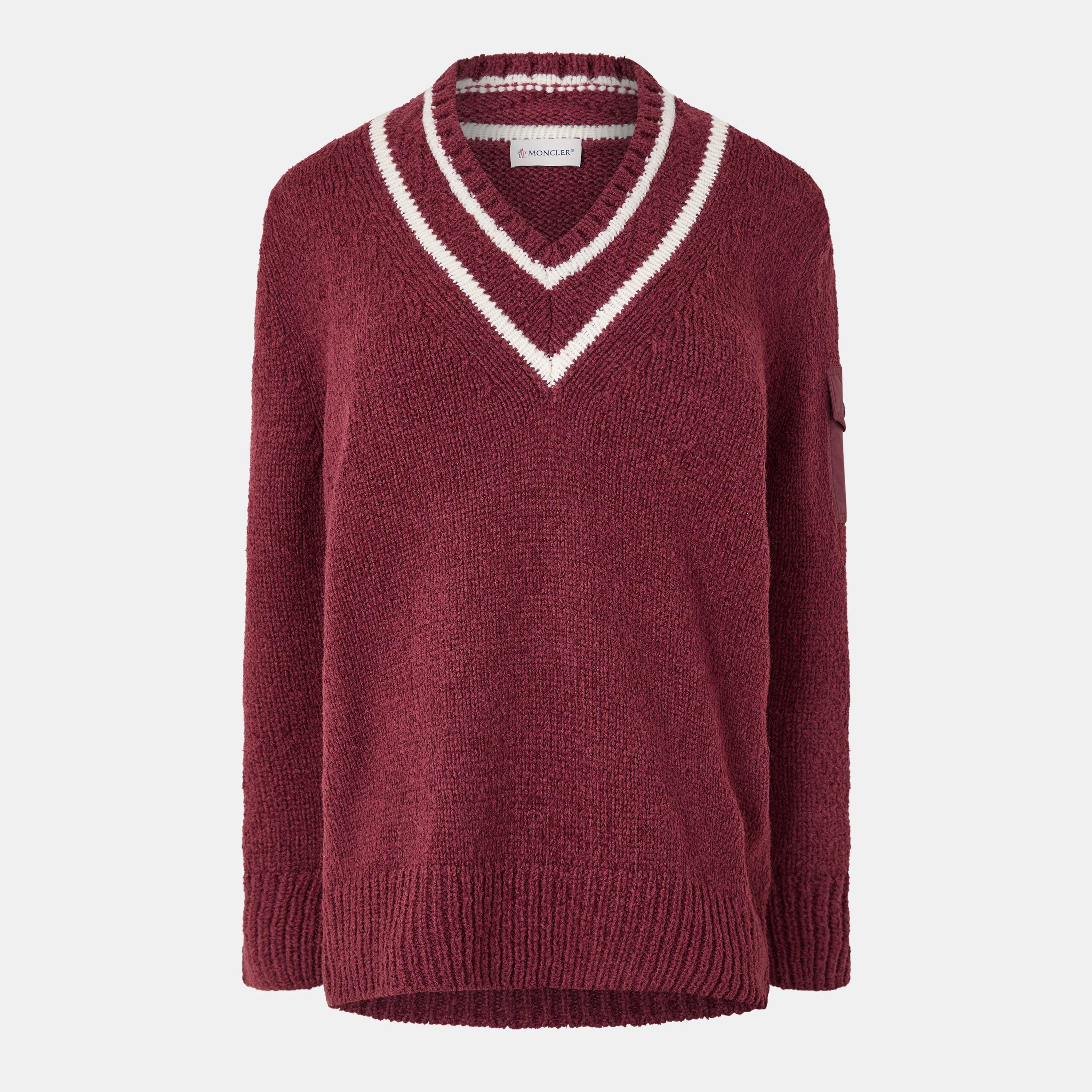 Moncler Women's Knitted Crew Neck Jumper - Burgundy 466 - Size 14 (L)