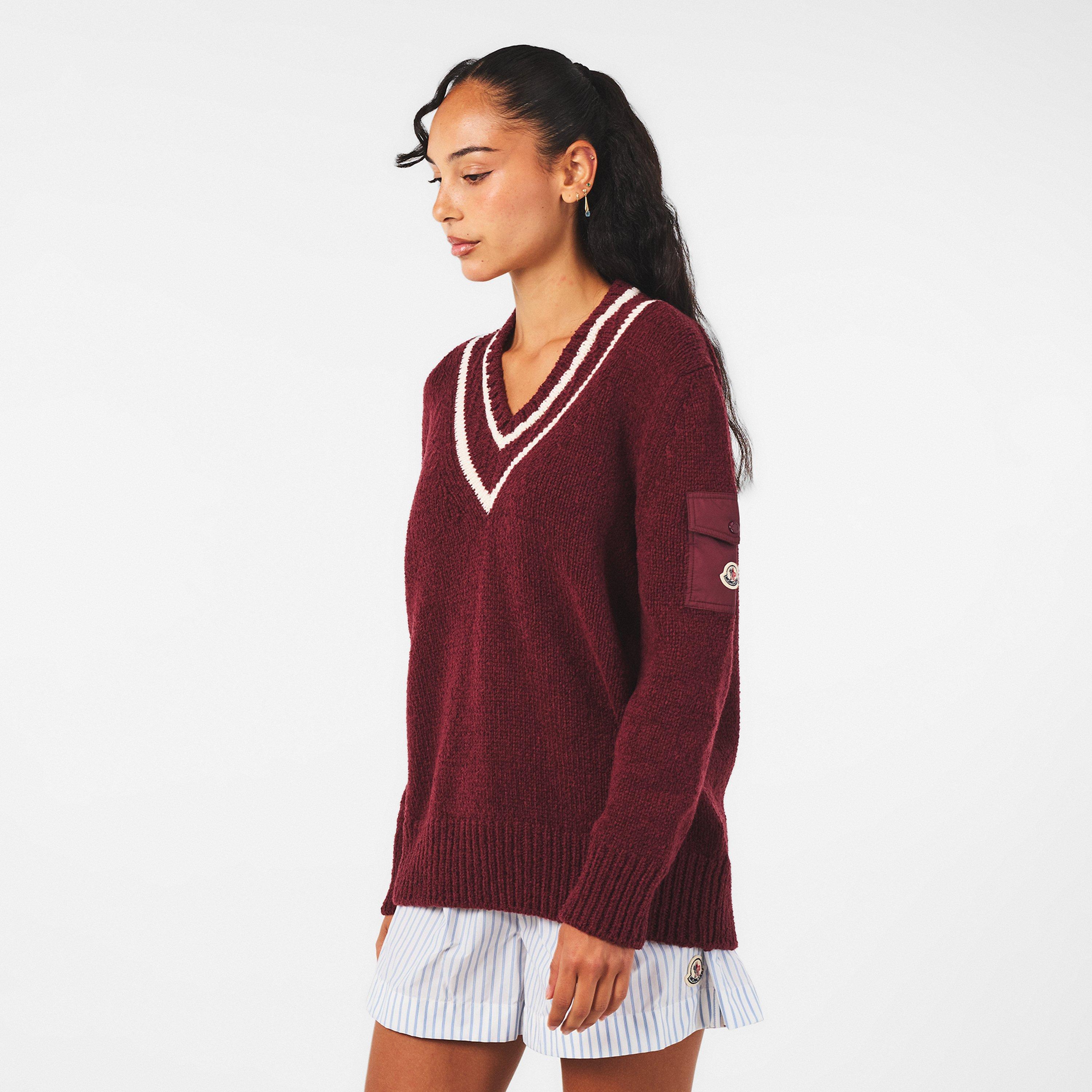 Burgundy 466 - Moncler - Women's Crew Neck Jumper - 3
