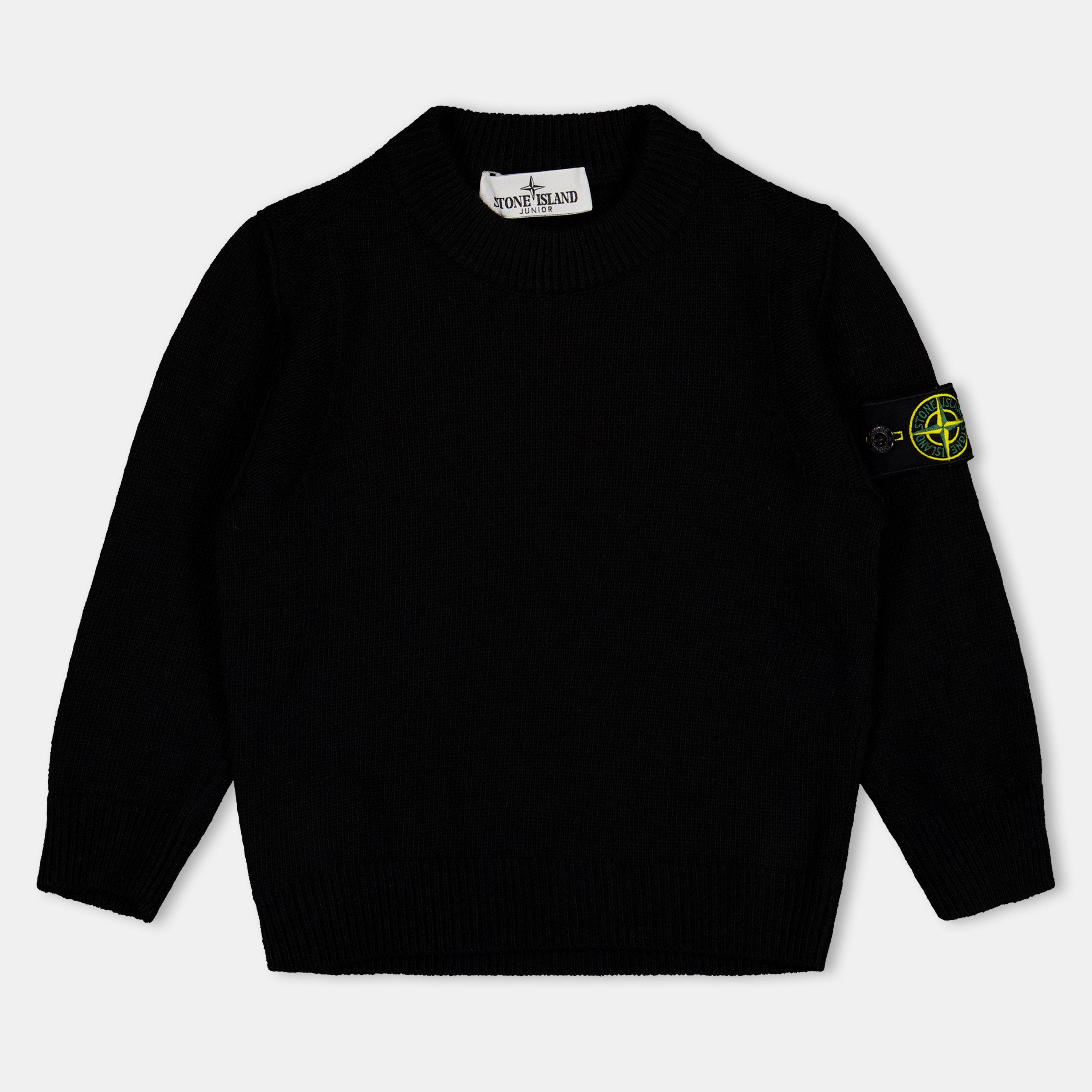 Stone Island Kids' Crew Neck Knitted Top - Black V0029 - 6 Years