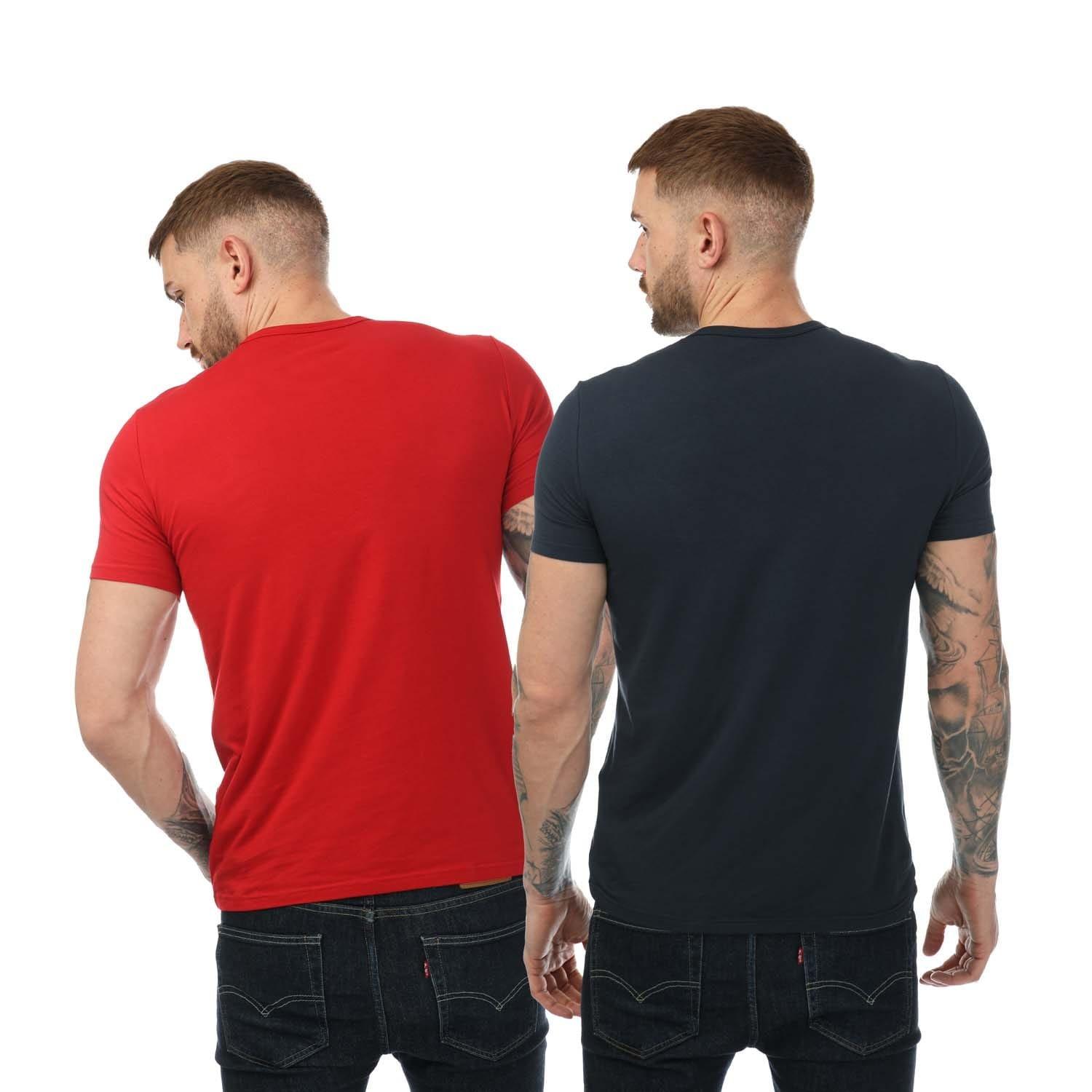 Navy Red - Emporio Armani - 2 Pack Lounge Crew Neck T-Shirt - 2