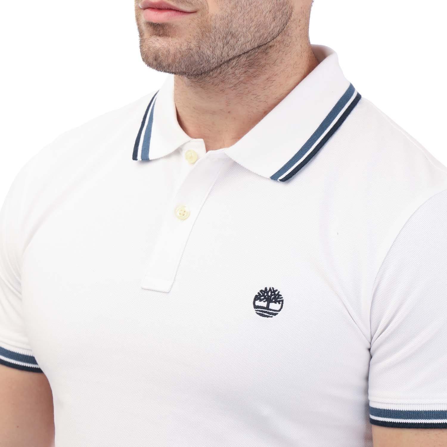 White - Timberland - Tipped Short Sleeve Polo - 3