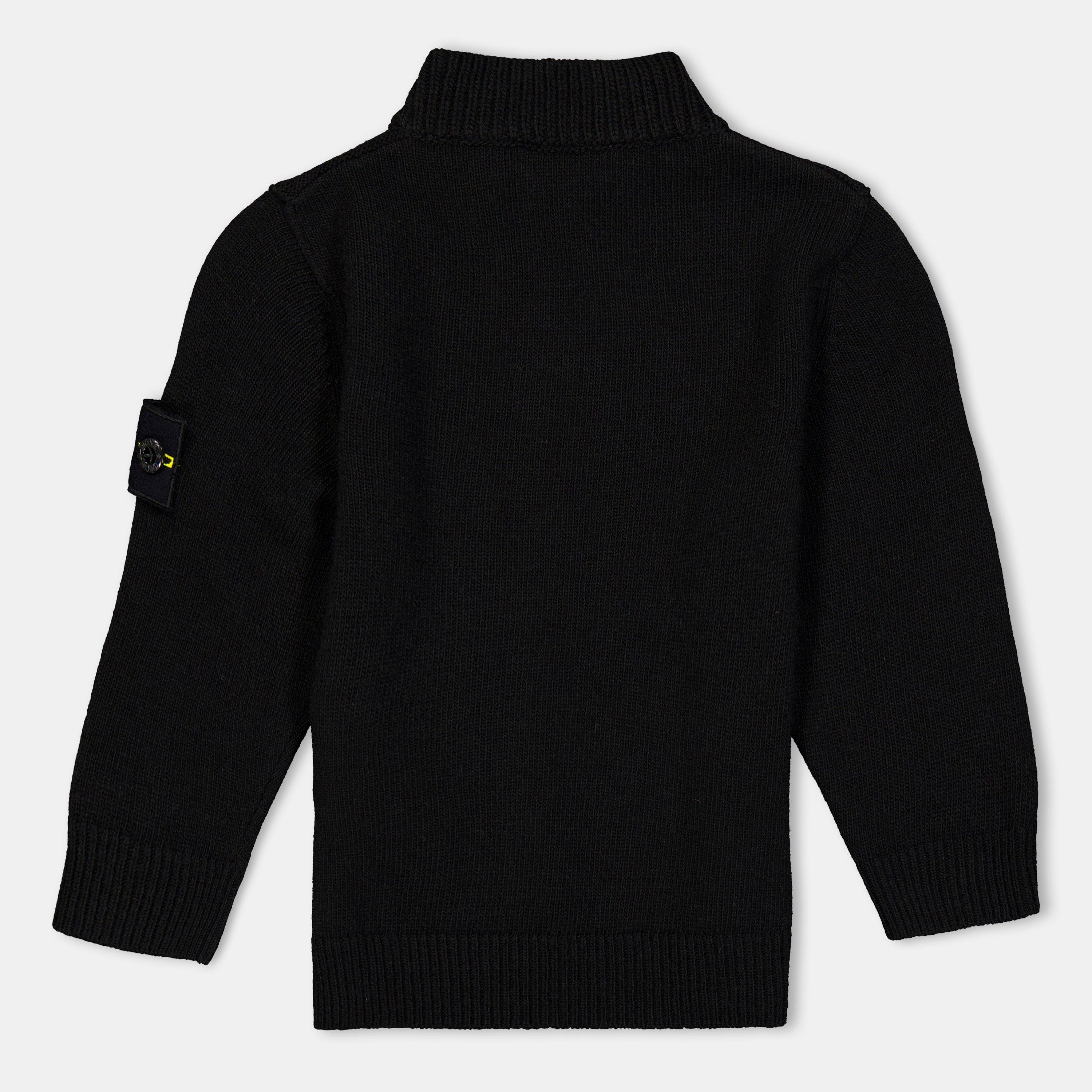 Black V0029 - Stone Island - Kids' Zipped Engineered Knit Top - 2