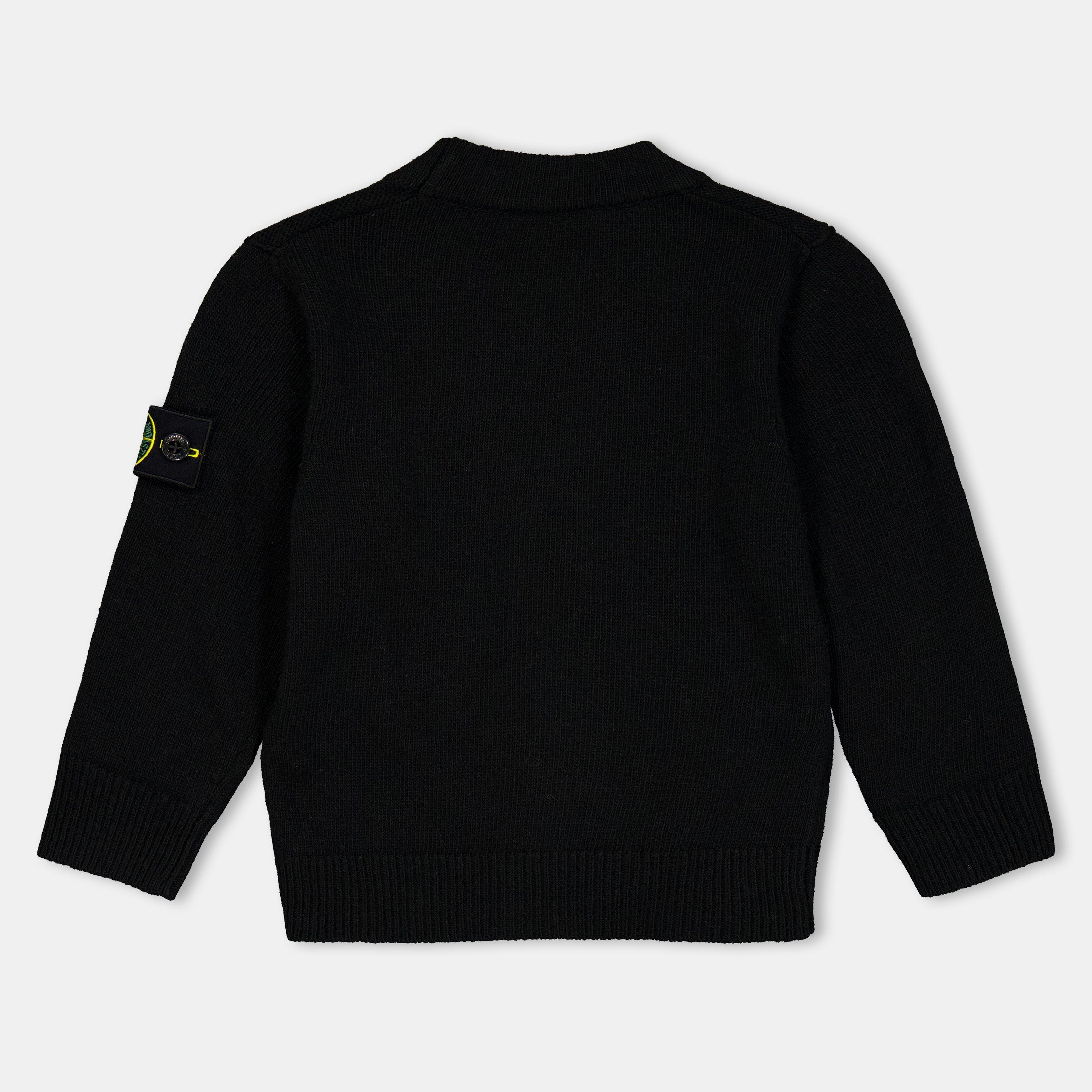 Black V0029 - Stone Island - Kids' Button Fastening Ribbed Cardigan - 2