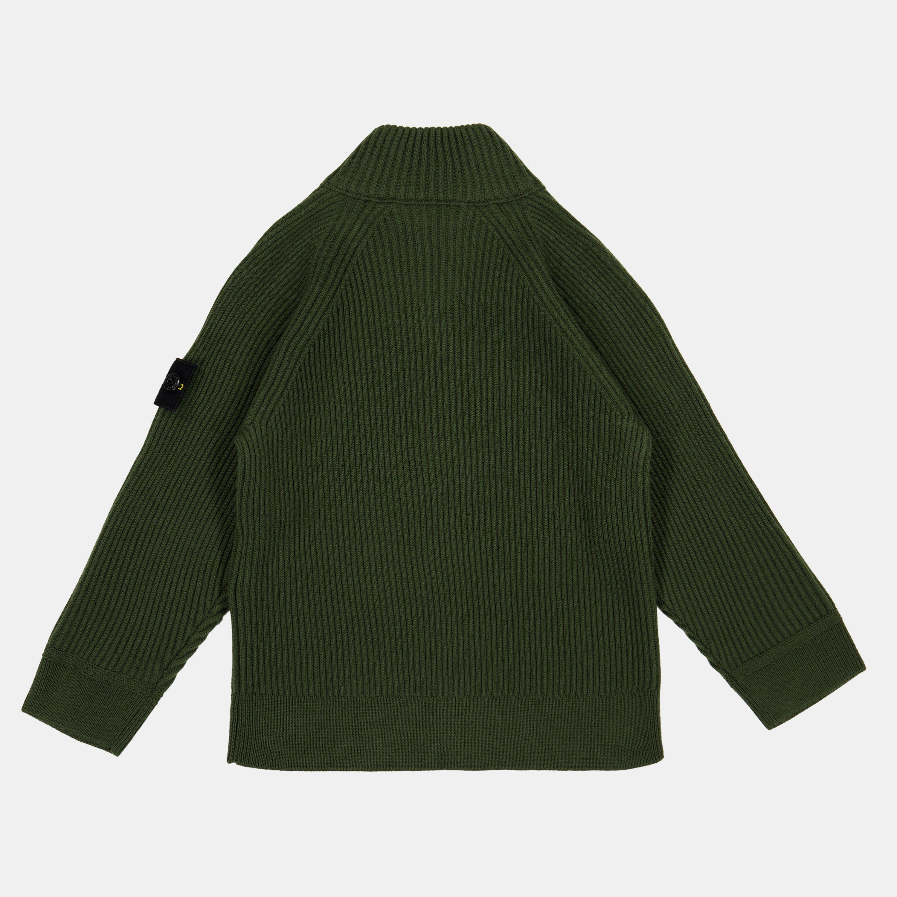 Mil Green V0054 - Stone Island - Kids' Rib Zipped Knitted Top - 2