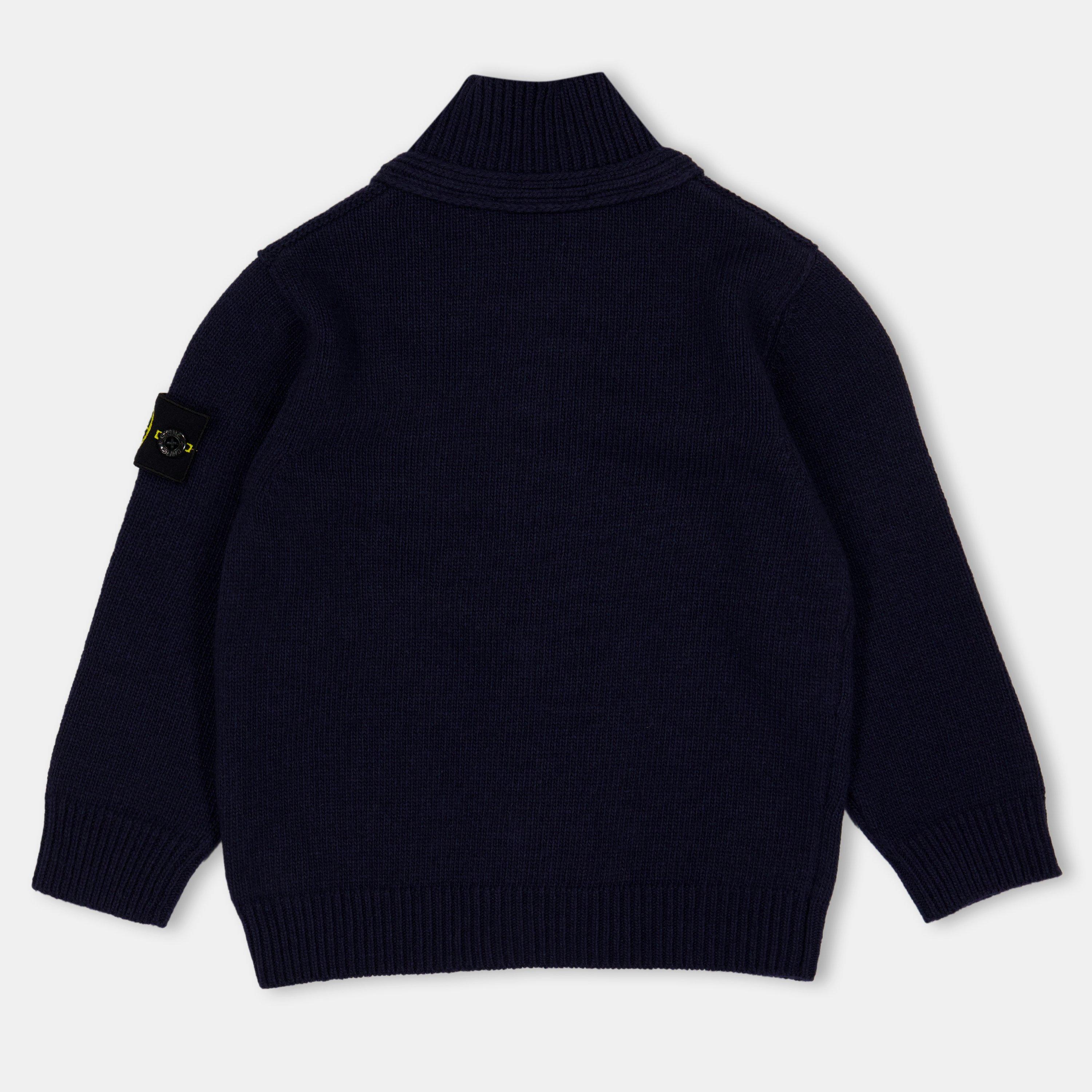 Navy V0020 - Stone Island - Kids' Long Sleeve Button Cardigan - 2