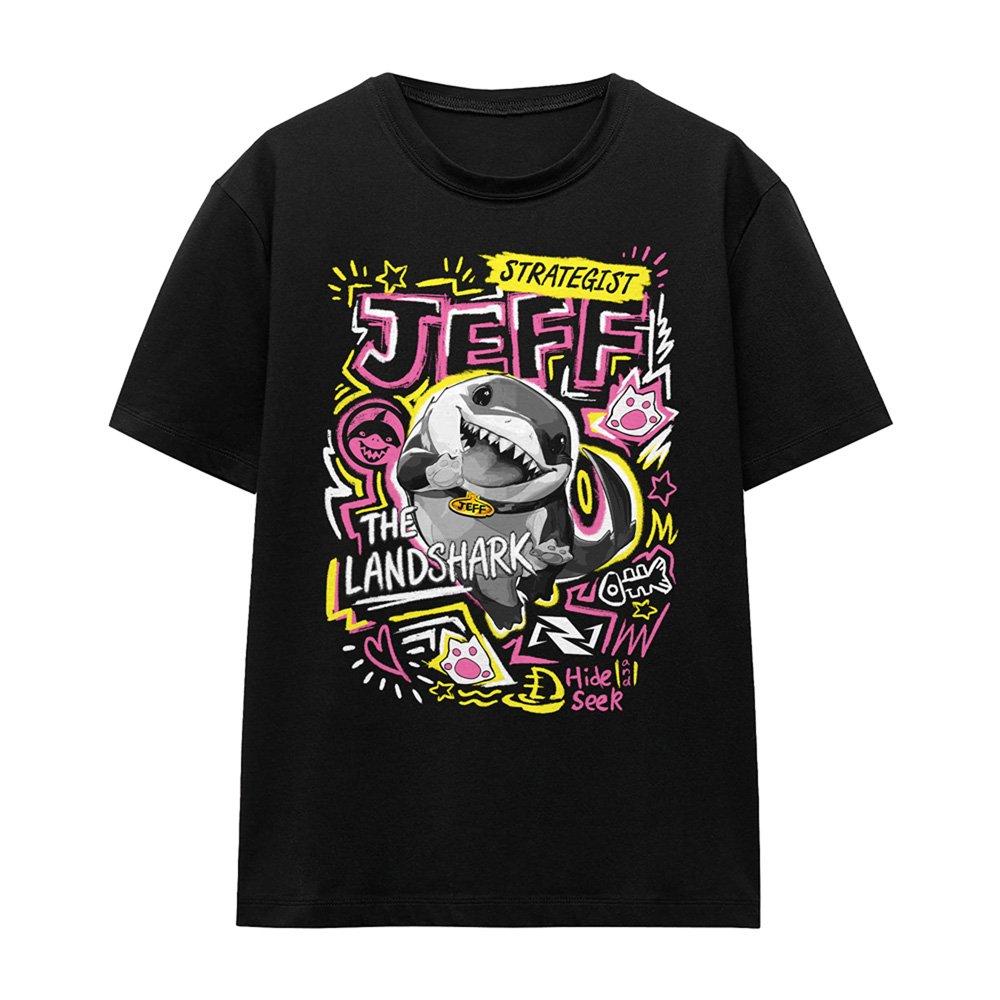 Black - Marvel - Rivals Jeff The Landshark Marker Pen Trend T-Shirt - 4