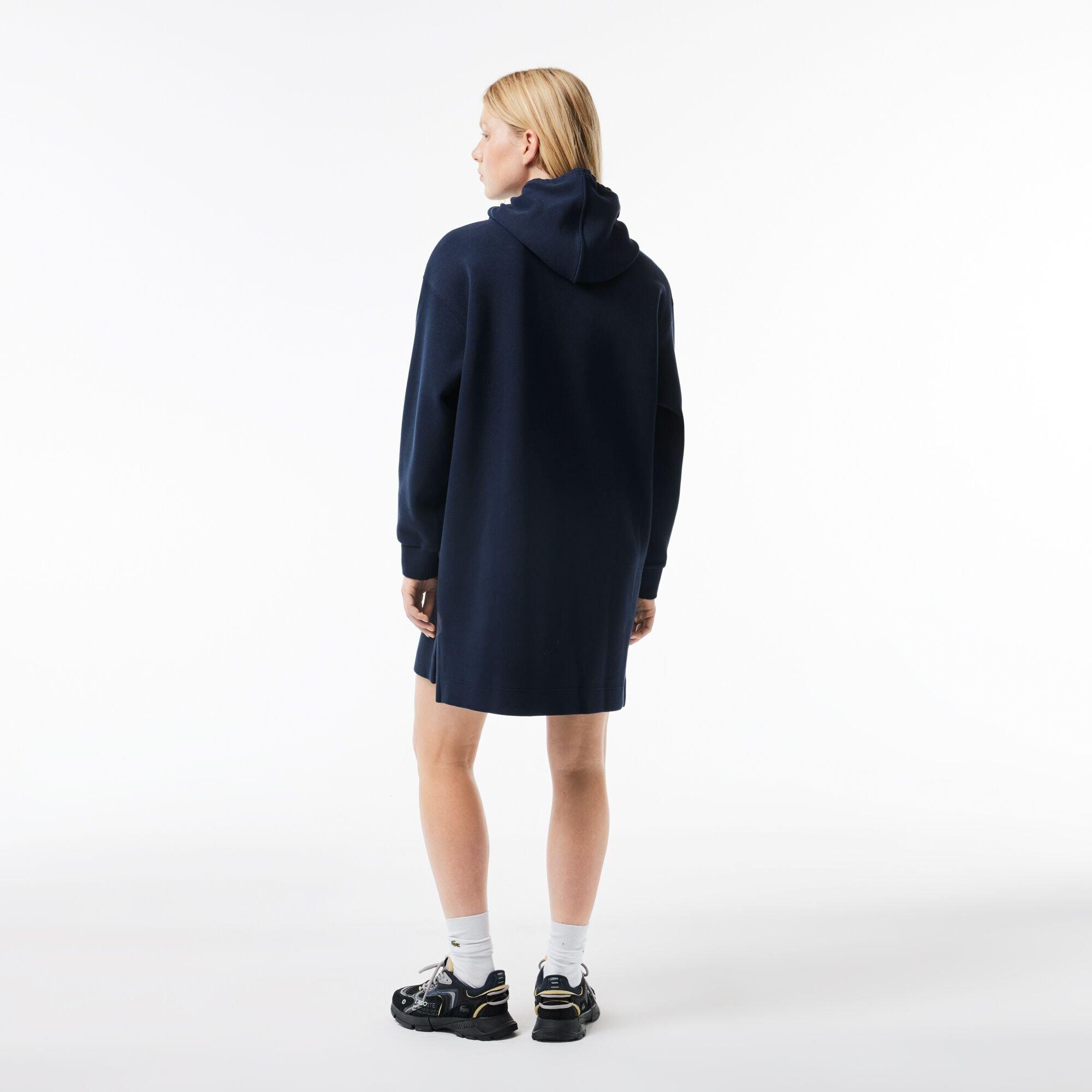 Azul Marino - Lacoste - Women's Pique Hoodie Jumper Dress - 3