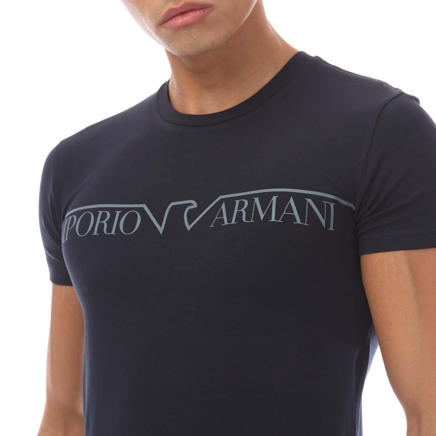 Navy - Emporio Armani - Crewneck T-Shirt - 3