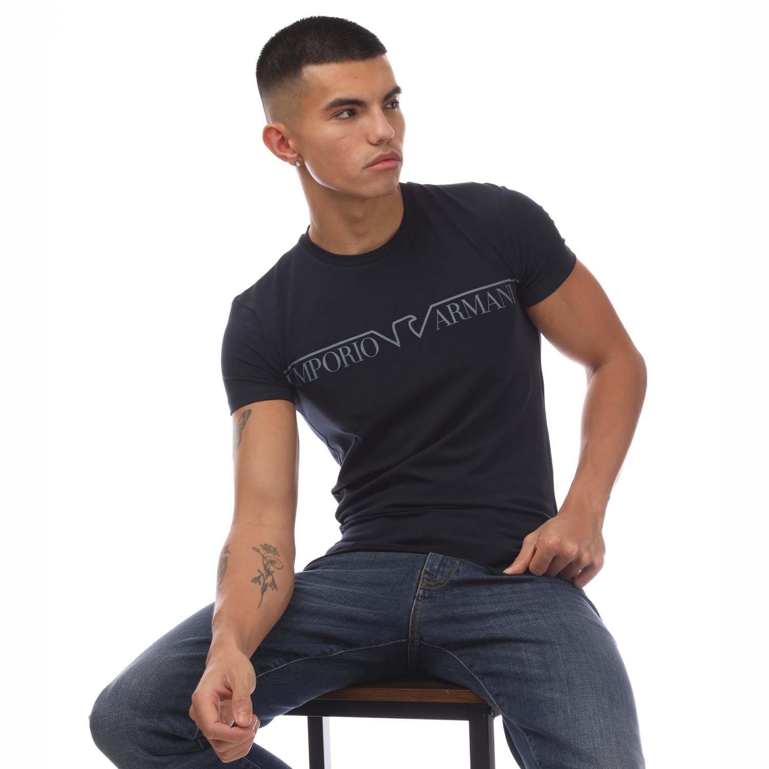 Navy - Emporio Armani - Crewneck T-Shirt - 4