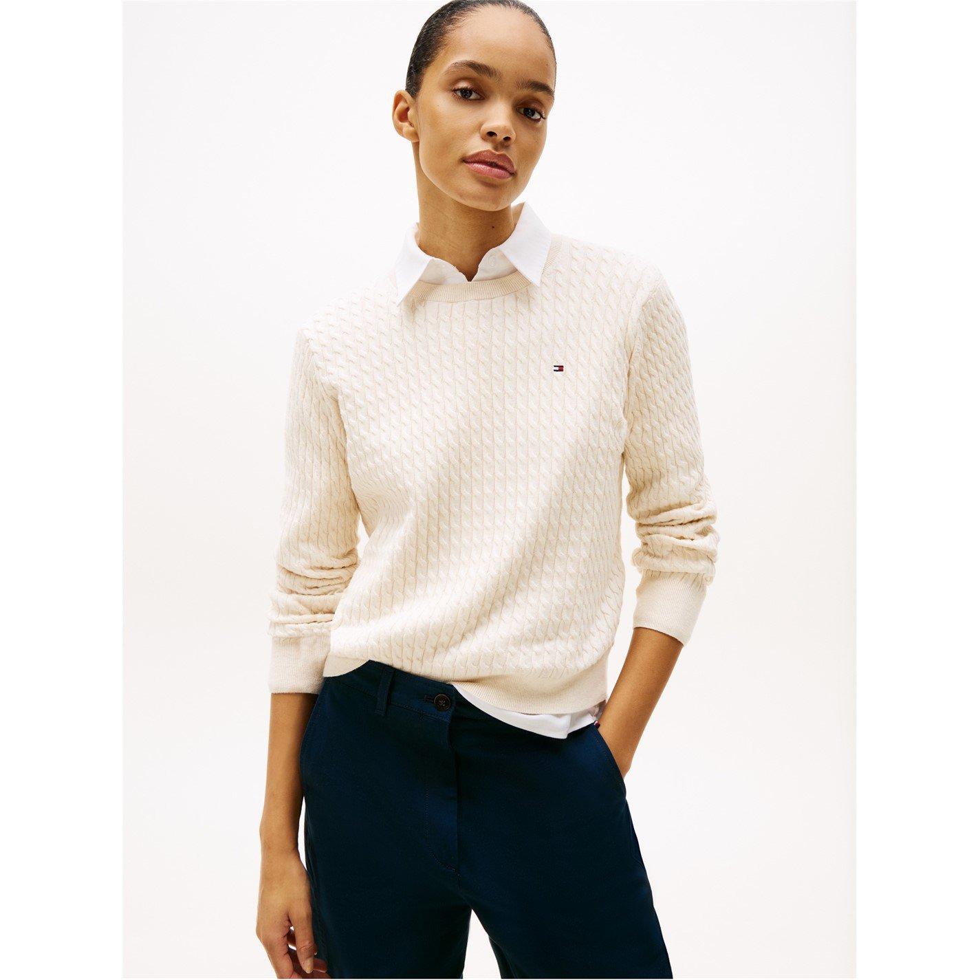 Tommy Hilfiger Women's Cable Knit Jumper - Heather Ivory - 8 (XS)