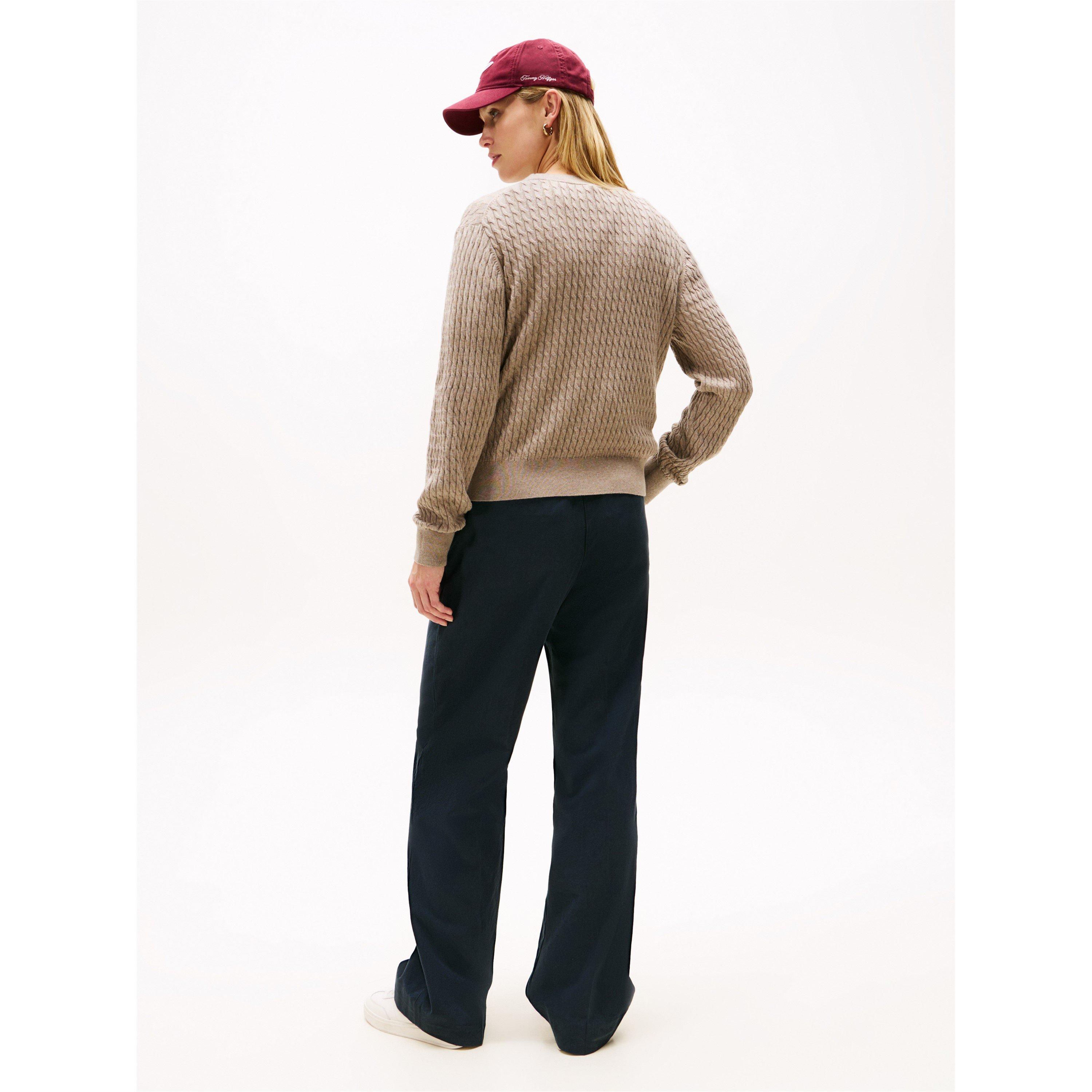 Heathered Taupe - Tommy Hilfiger - Women's Cable Knit Jumper - 4