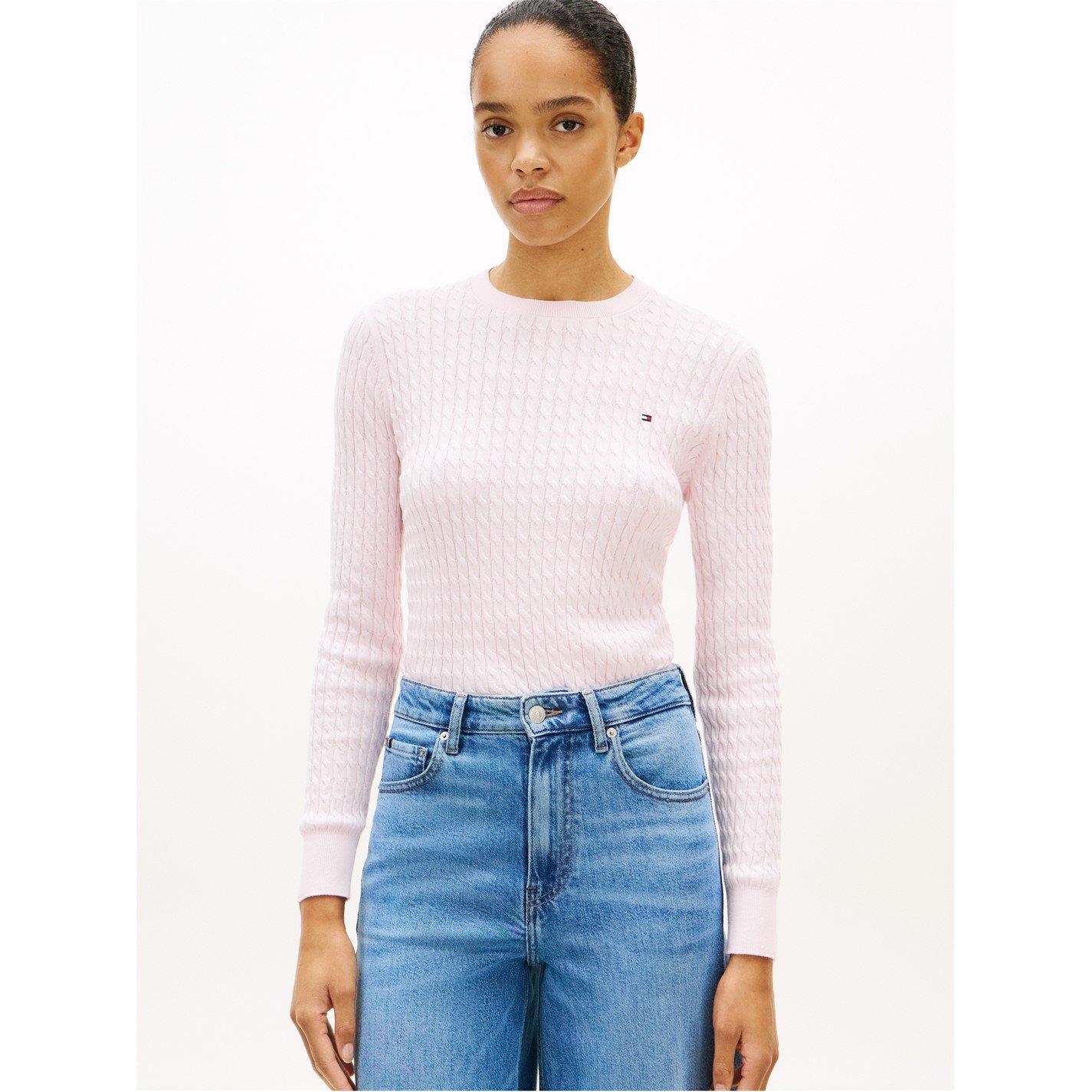 Tommy Hilfiger Women's Cable Knit Jumper - Light Pink - 8 (XS)