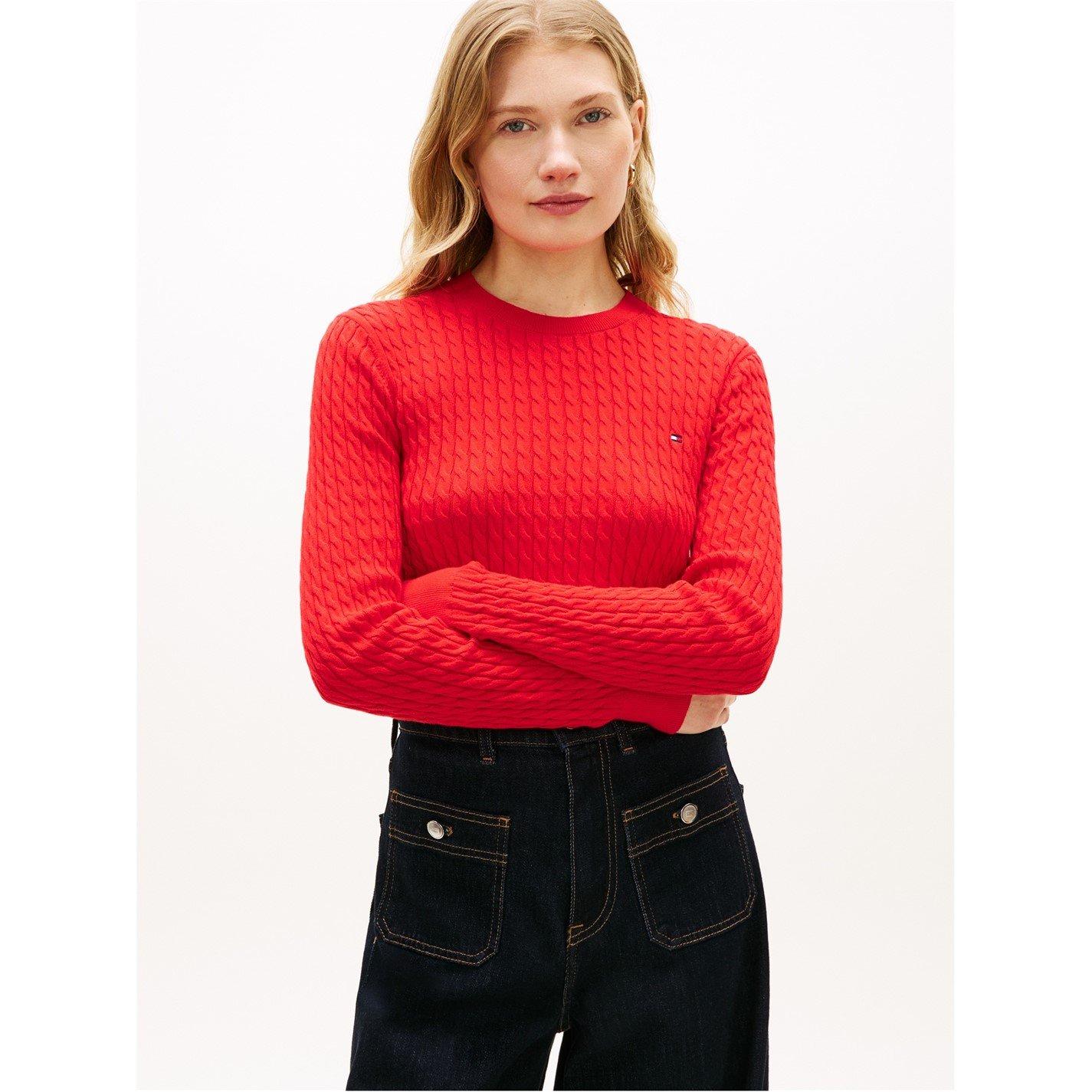 Tommy Hilfiger Women's Cable Knit Jumper - Fireworks - 8 (XS)
