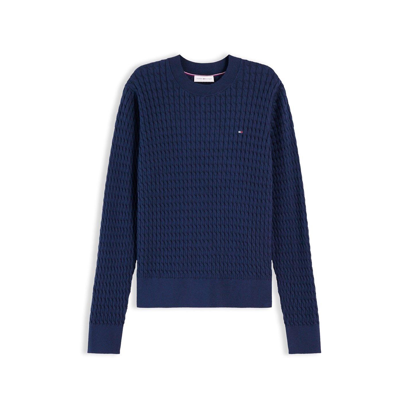 Dark Night Navy - Tommy Hilfiger - Womens Cable Knit Jumper - 3