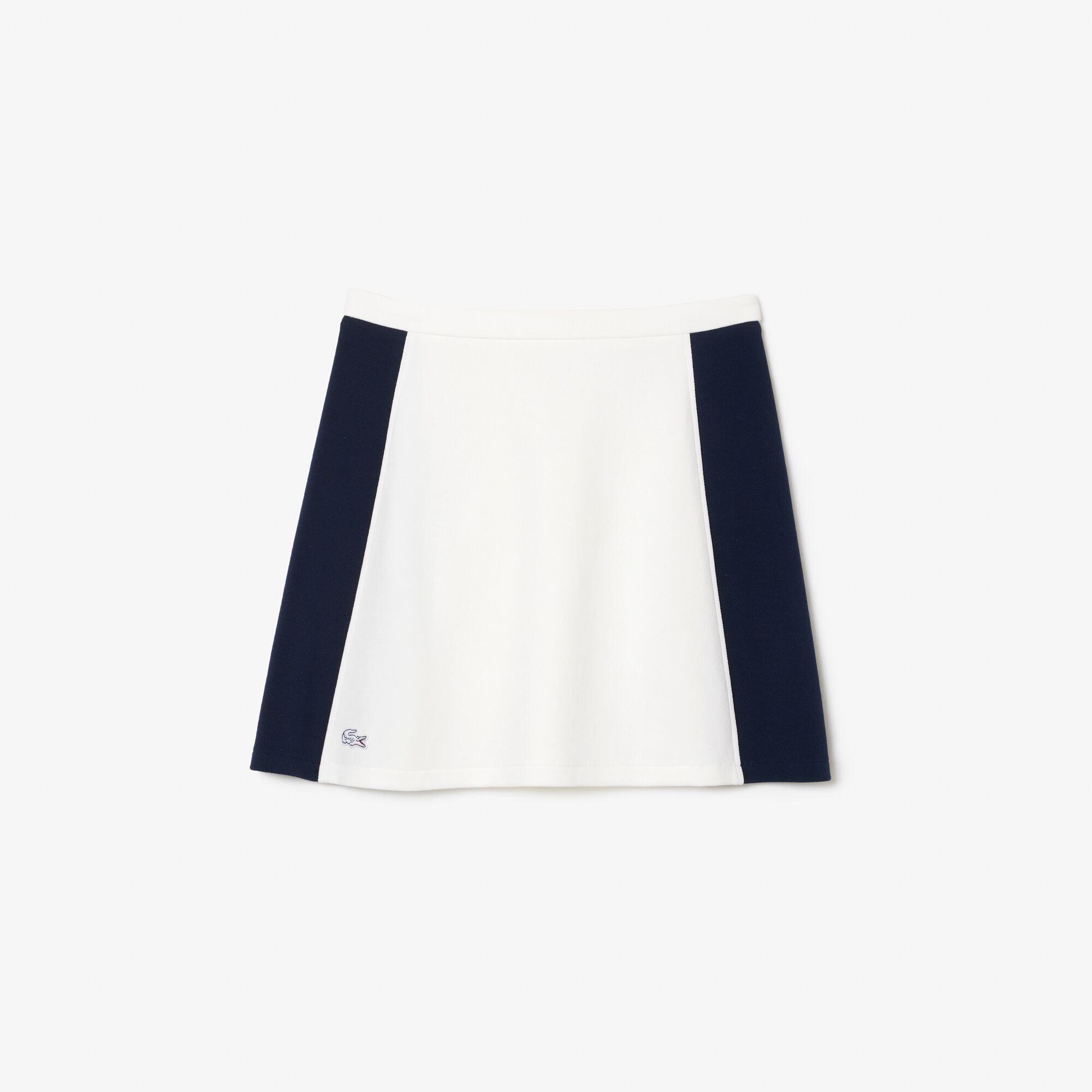 Flour/Navy Blue - Lacoste - Women's Pique Mini Skirt - 1