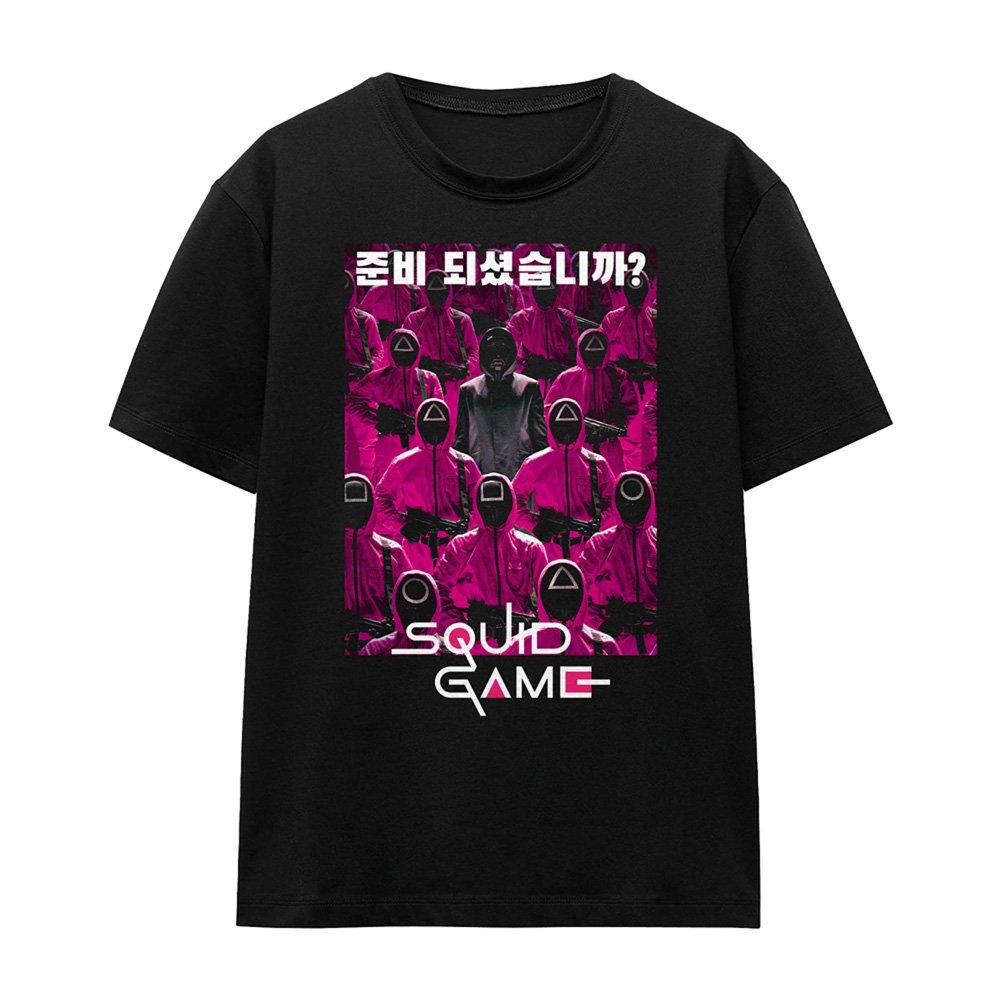 Black - Squid Game - Squid Game Guard Group Korean Ladies T Shirt Blac - 4