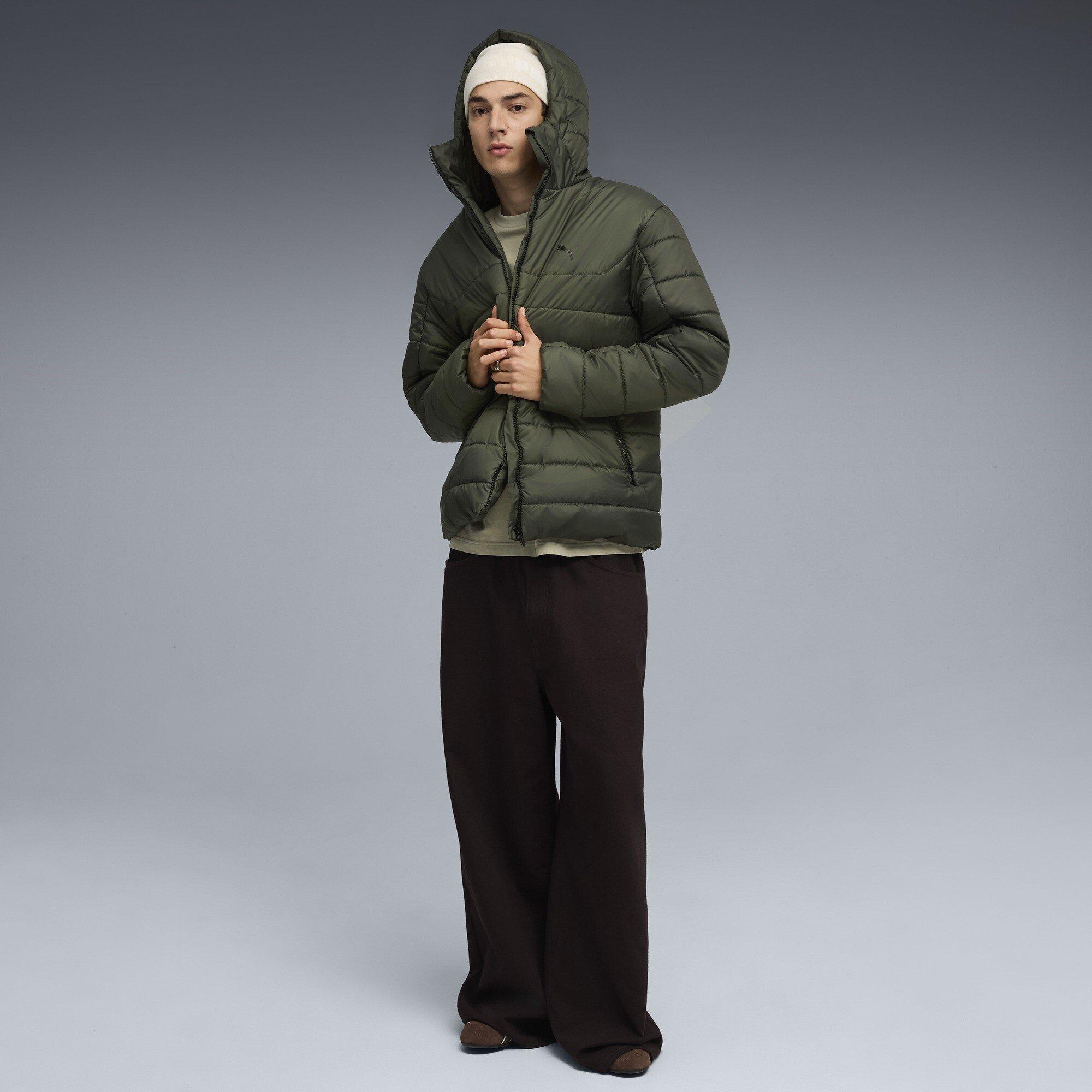 Dark Olive - Puma - Men's Essentials Insulated warmCELL Water Repellent Hooded Padded Puffer Jacket - 5